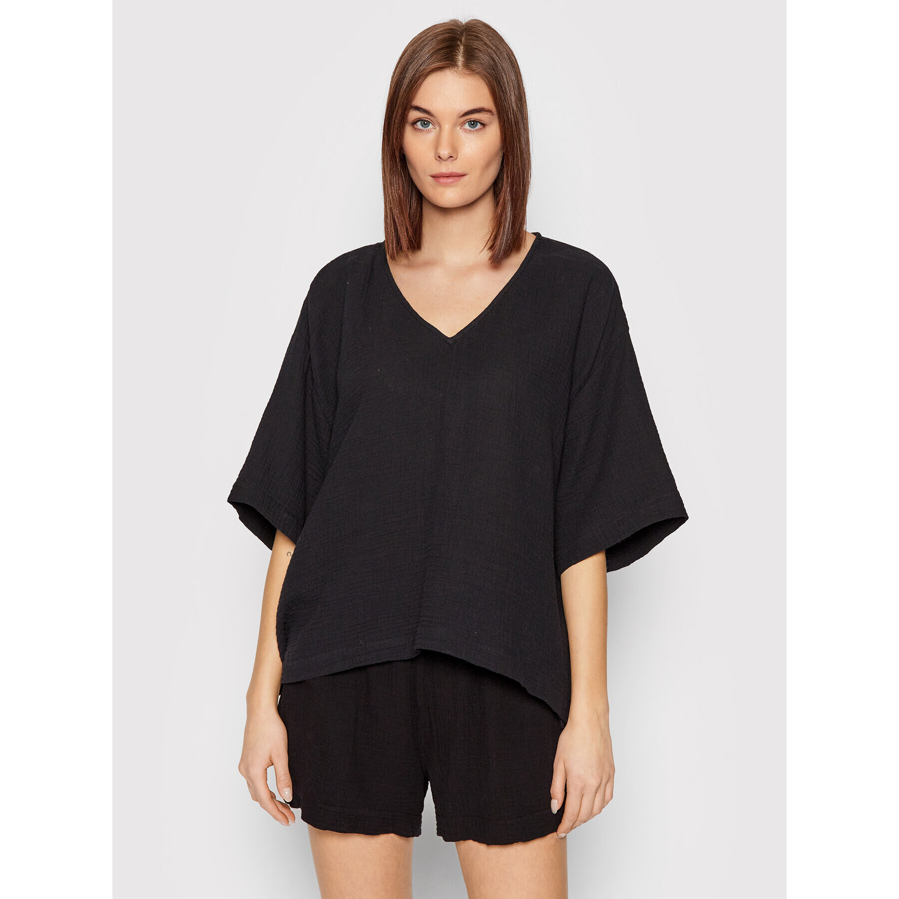 Seafolly Póló Double Cloth 54257-TO Fekete Oversize - Pepit.hu