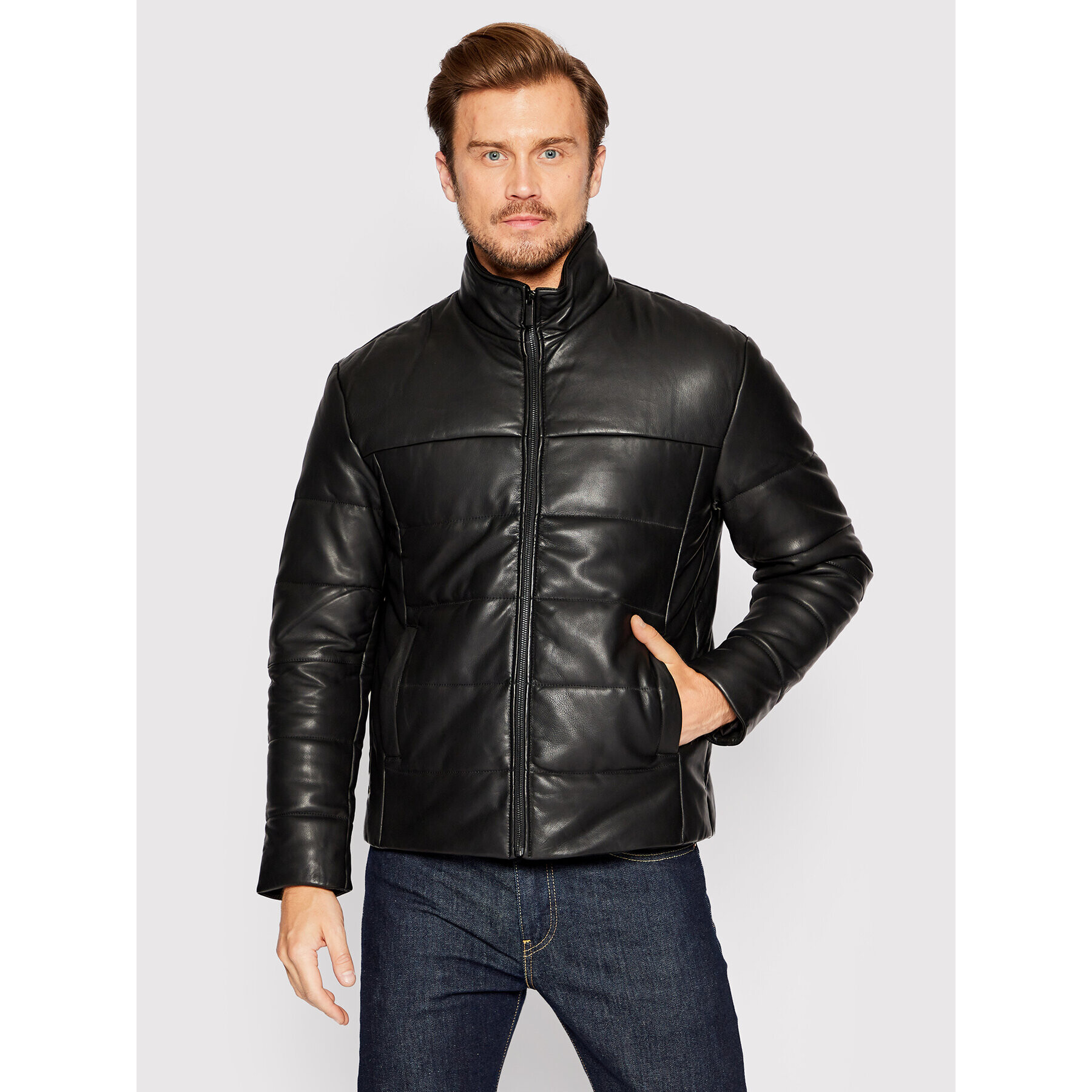 Selected Homme Bőrkabát Skyark 16085733 Fekete Regular Fit - Pepit.hu