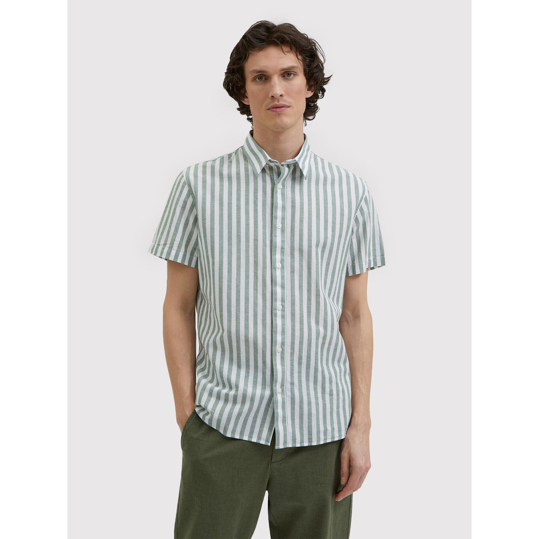 Selected Homme Ing New Linen 16079053 Zöld Regular Fit - Pepit.hu