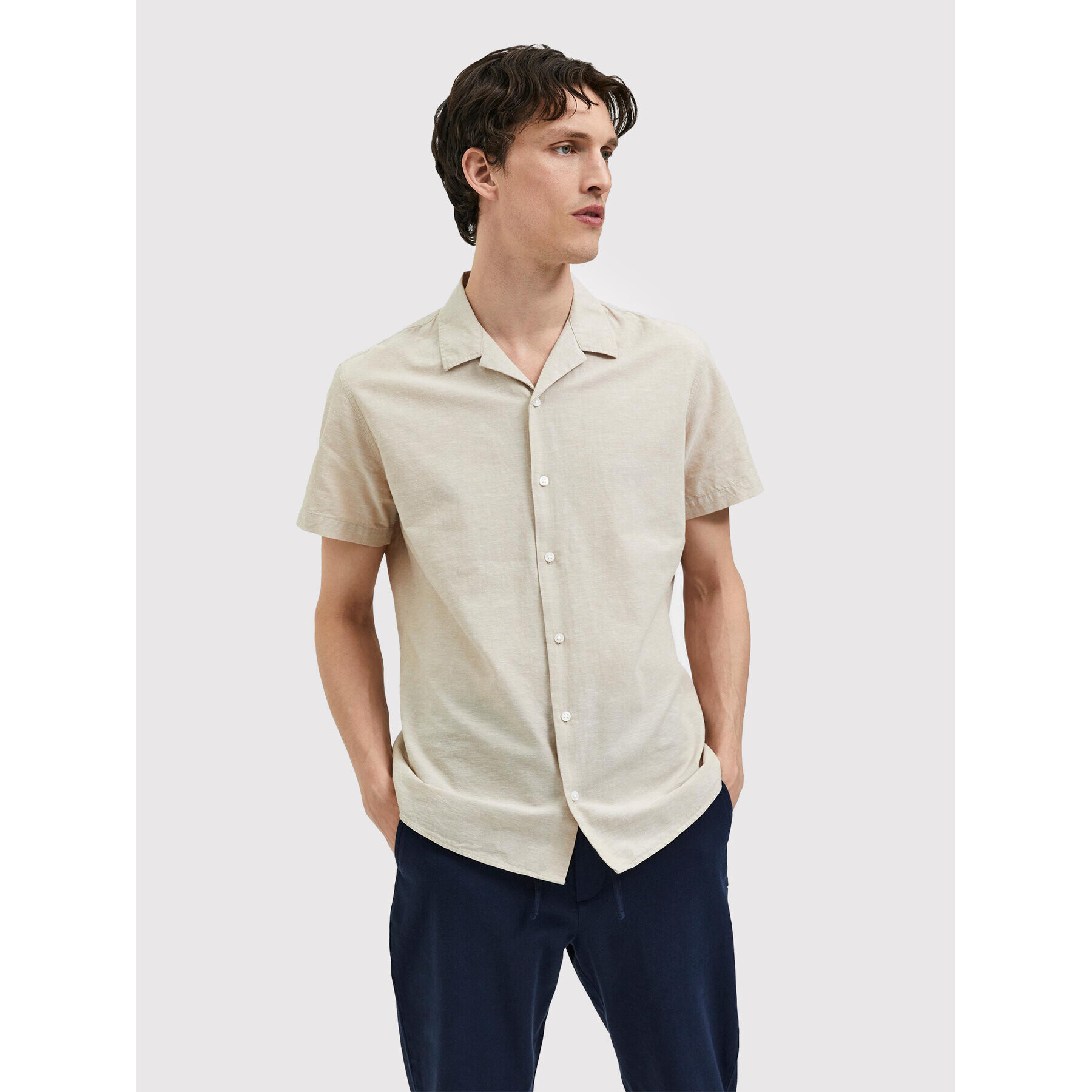 Selected Homme Ing New Linen 16079055 Bézs Regular Fit - Pepit.hu