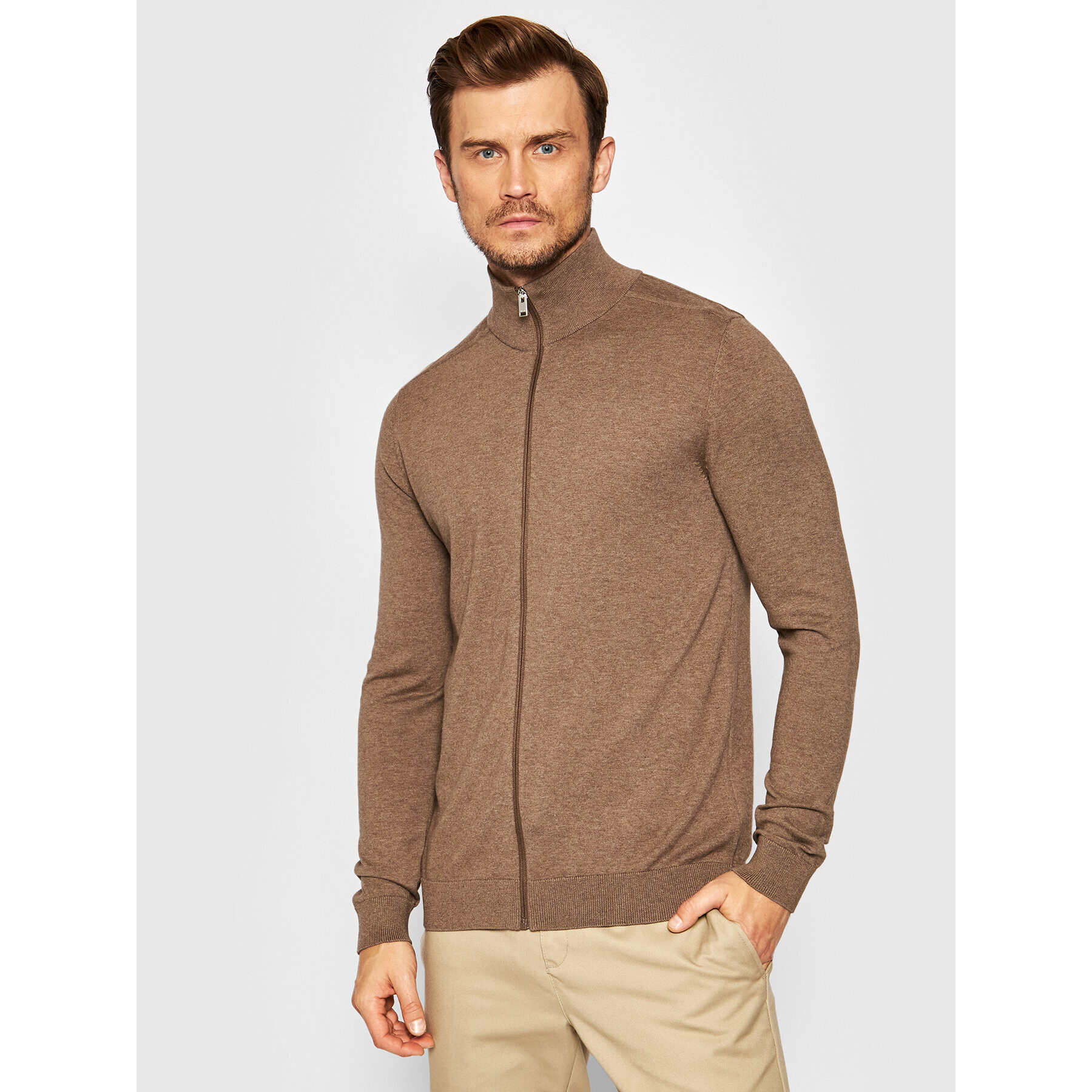 Selected Homme Kardigán Berg 16074688 Barna Regular Fit - Pepit.hu