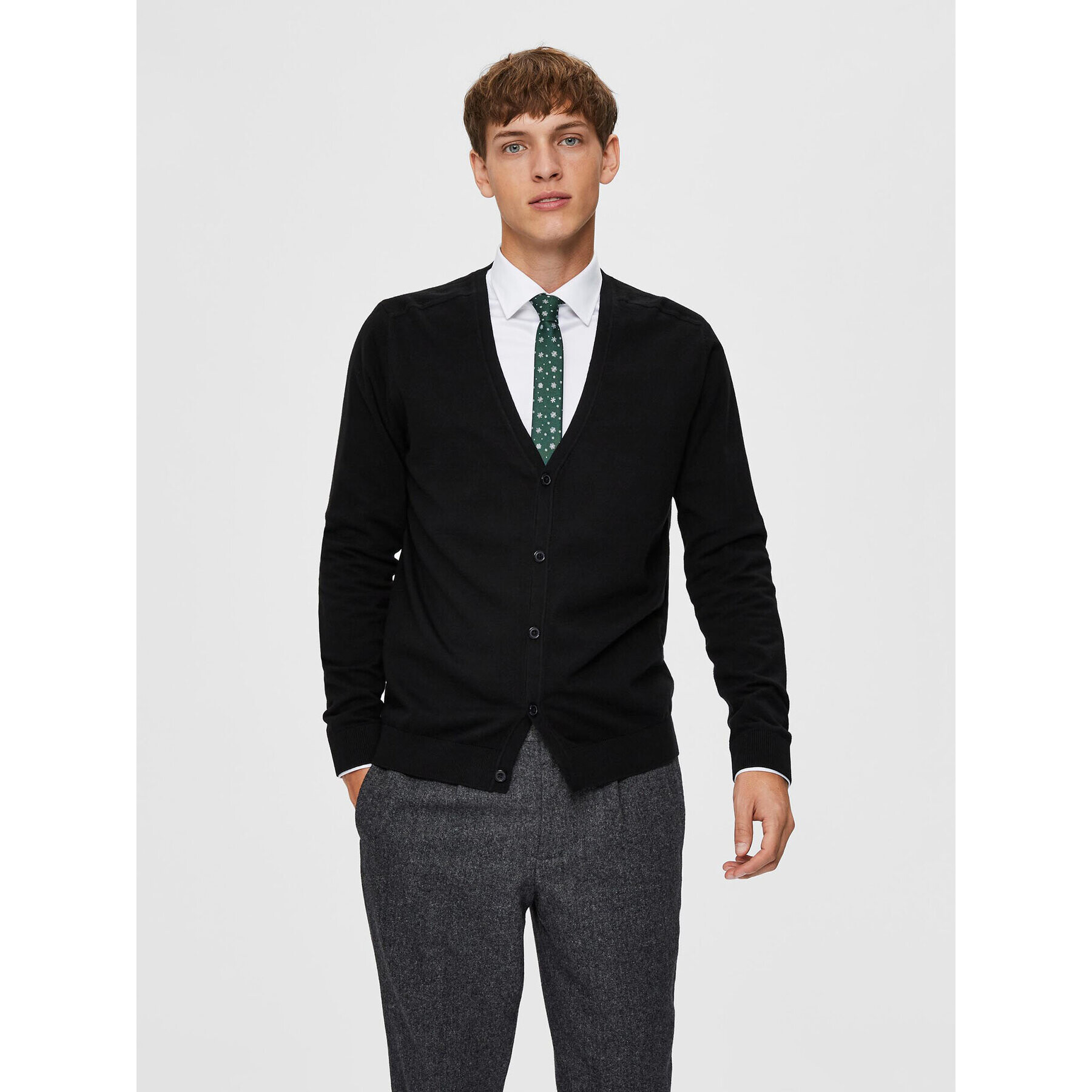 Selected Homme Kardigán Berg 16079571 Fekete Regular Fit - Pepit.hu