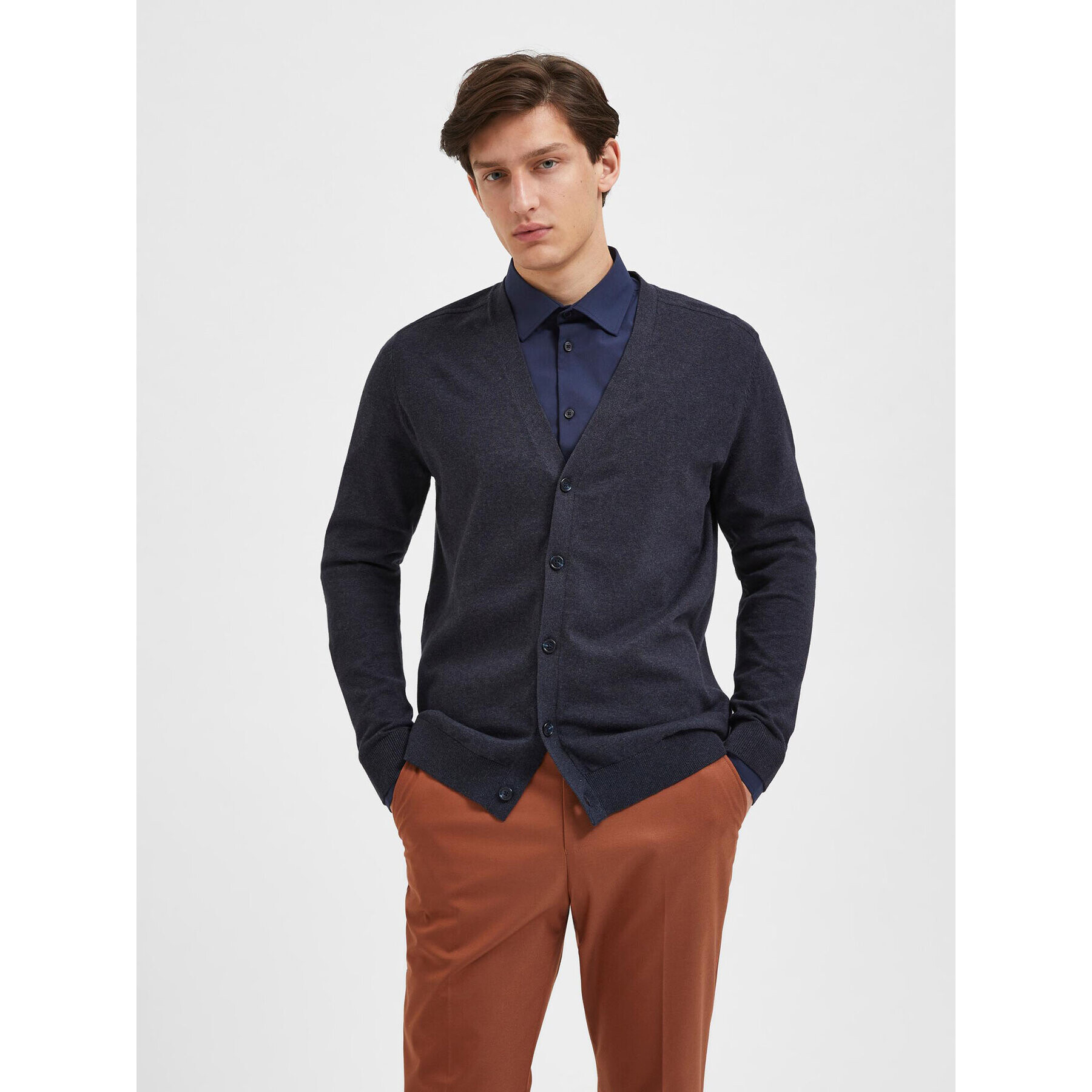 Selected Homme Kardigán Berg 16079571 Sötétkék Regular Fit - Pepit.hu