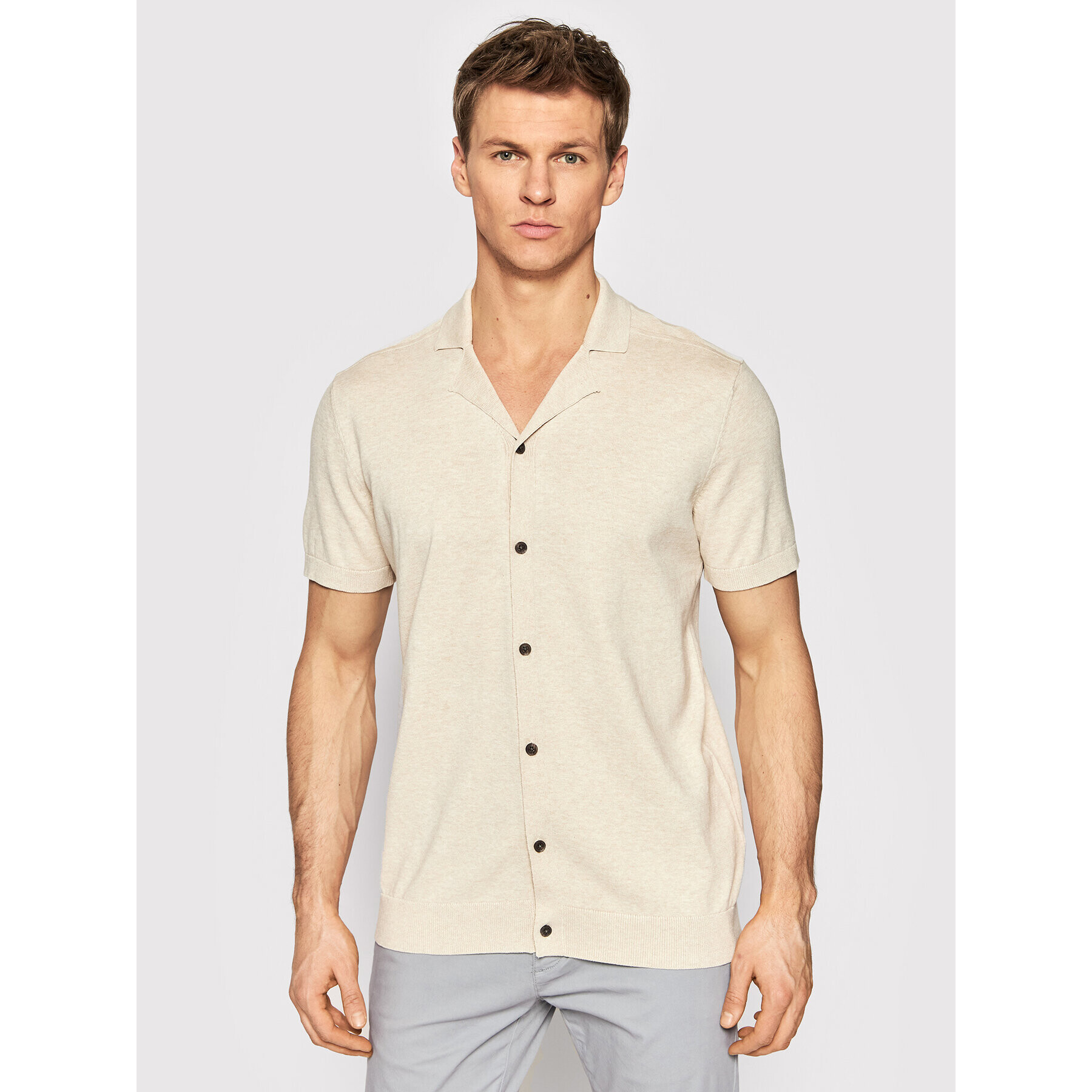 Selected Homme Kardigán Berg 16083926 Bézs Regular Fit - Pepit.hu