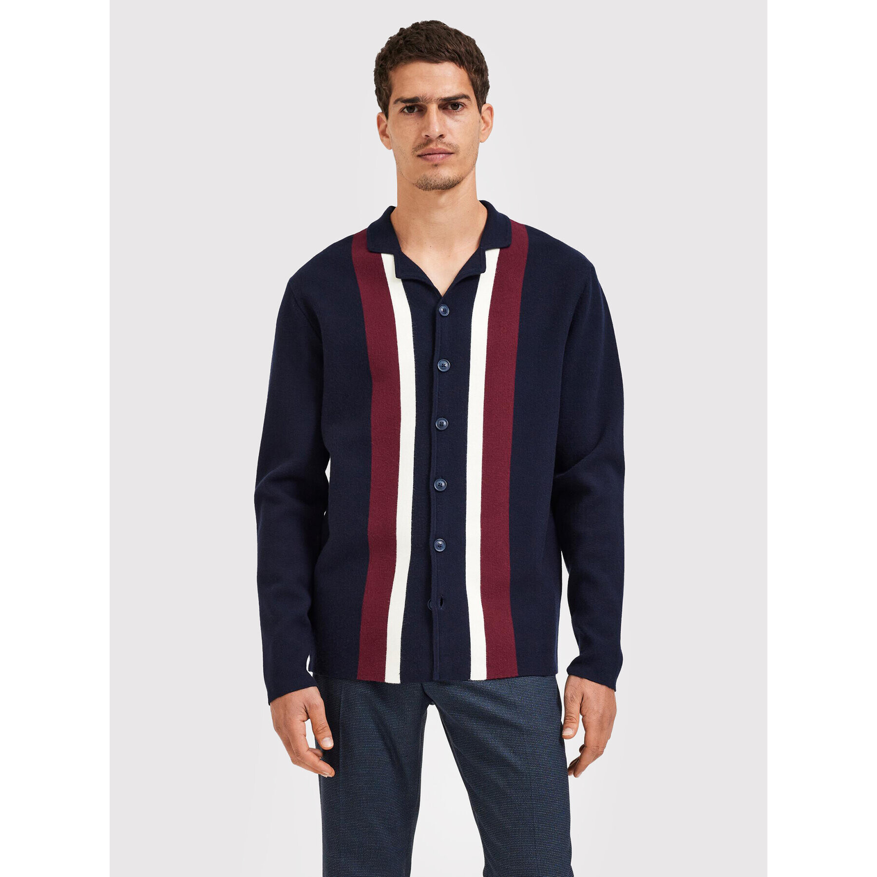 Selected Homme Kardigán Milan 16085296 Sötétkék Regular Fit - Pepit.hu