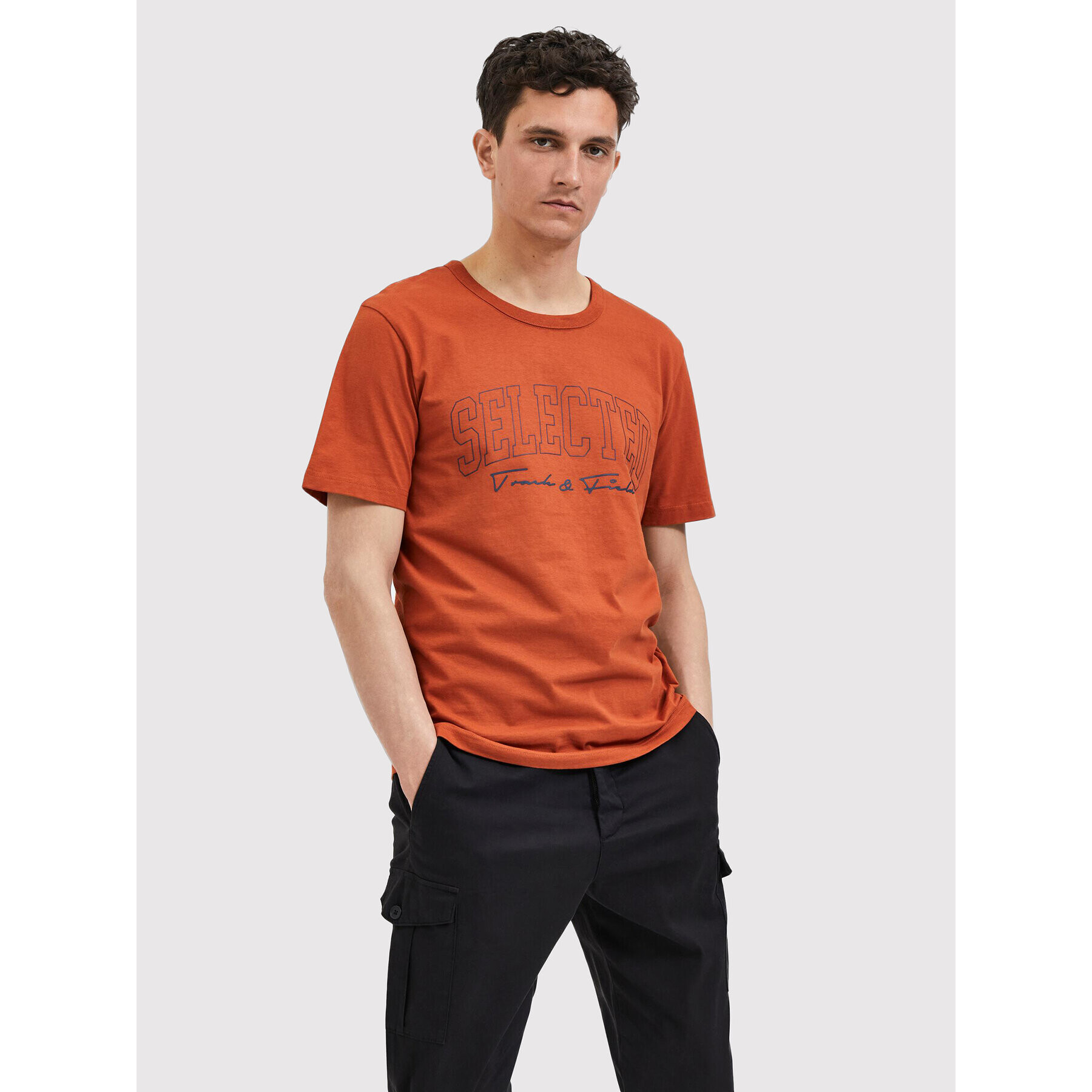 Selected Homme Póló Bene 16085656 Barna Regular Fit - Pepit.hu