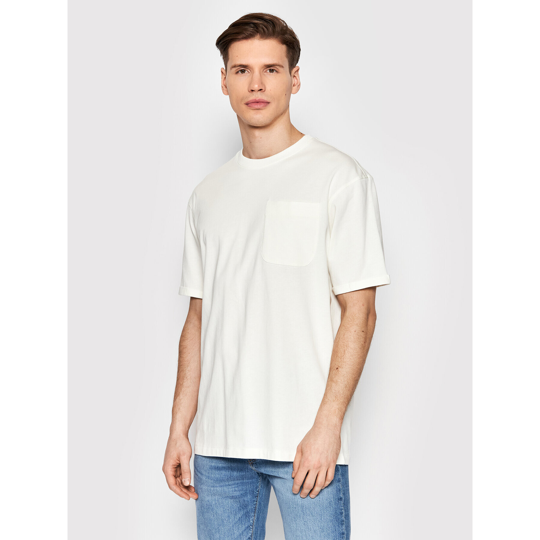 Selected Homme Póló Roald 16083402 Fehér Loose Fit - Pepit.hu