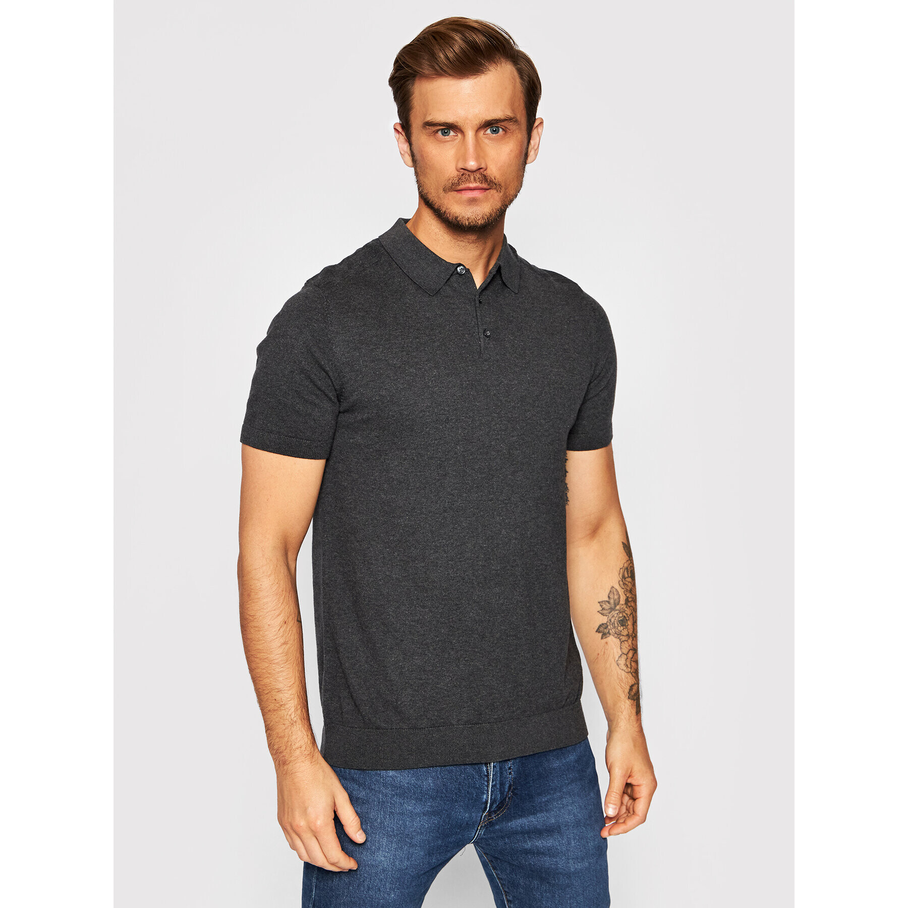 Selected Homme Pólóing Berg 16074685 Szürke Regular Fit - Pepit.hu