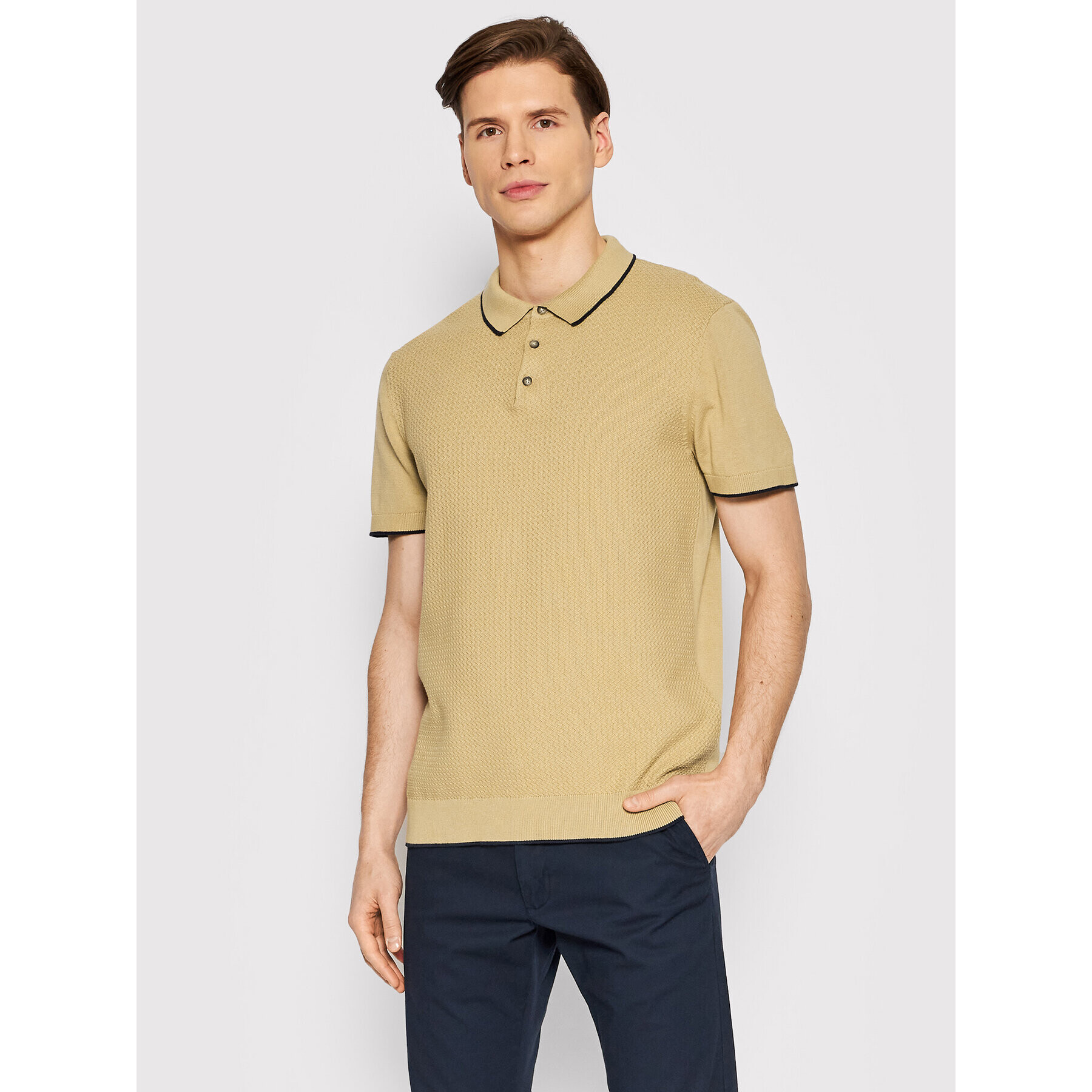 Selected Homme Pólóing Hank 16083930 Bézs Regular Fit - Pepit.hu