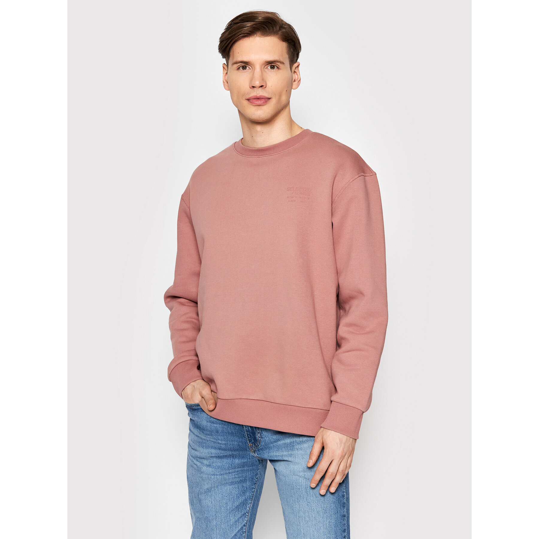 Selected Homme Pulóver Arvid 16083387 Rózsaszín Loose Fit - Pepit.hu