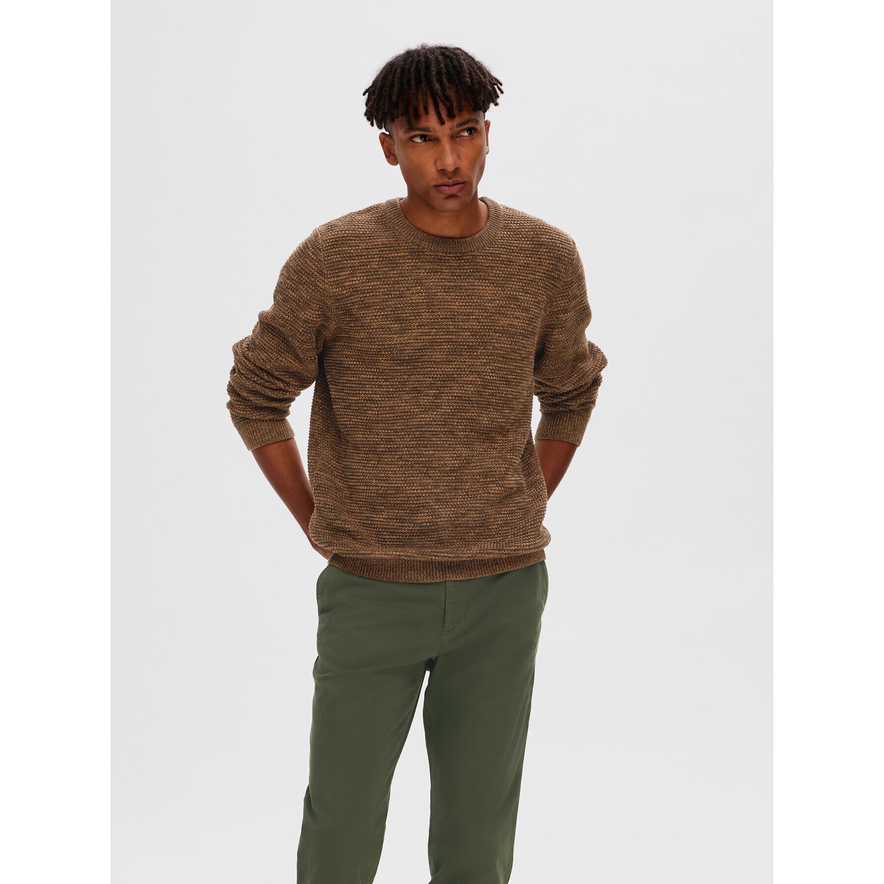 Selected Homme Sweater 16059390 Barna Regular Fit - Pepit.hu