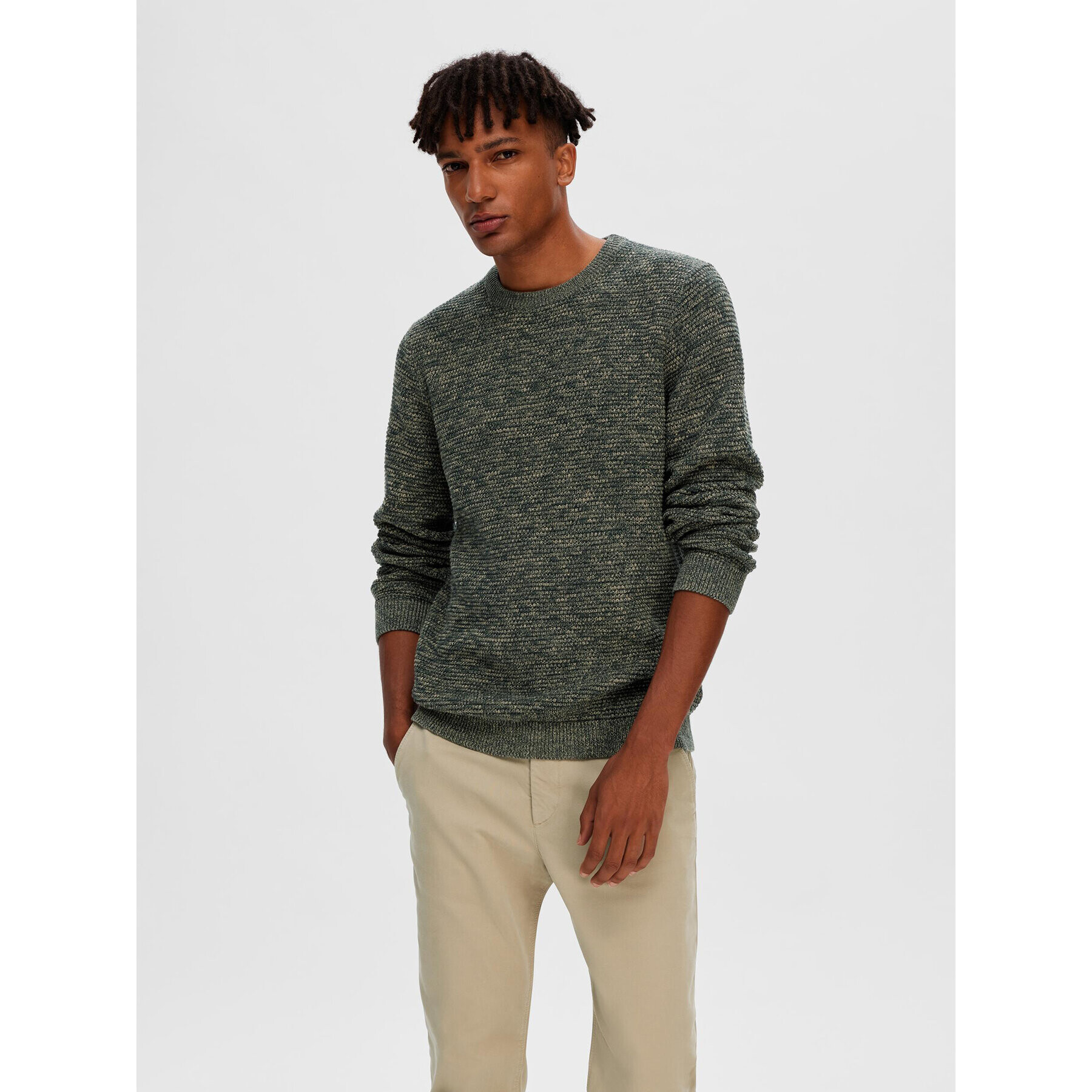 Selected Homme Sweater 16059390 Zöld Regular Fit - Pepit.hu