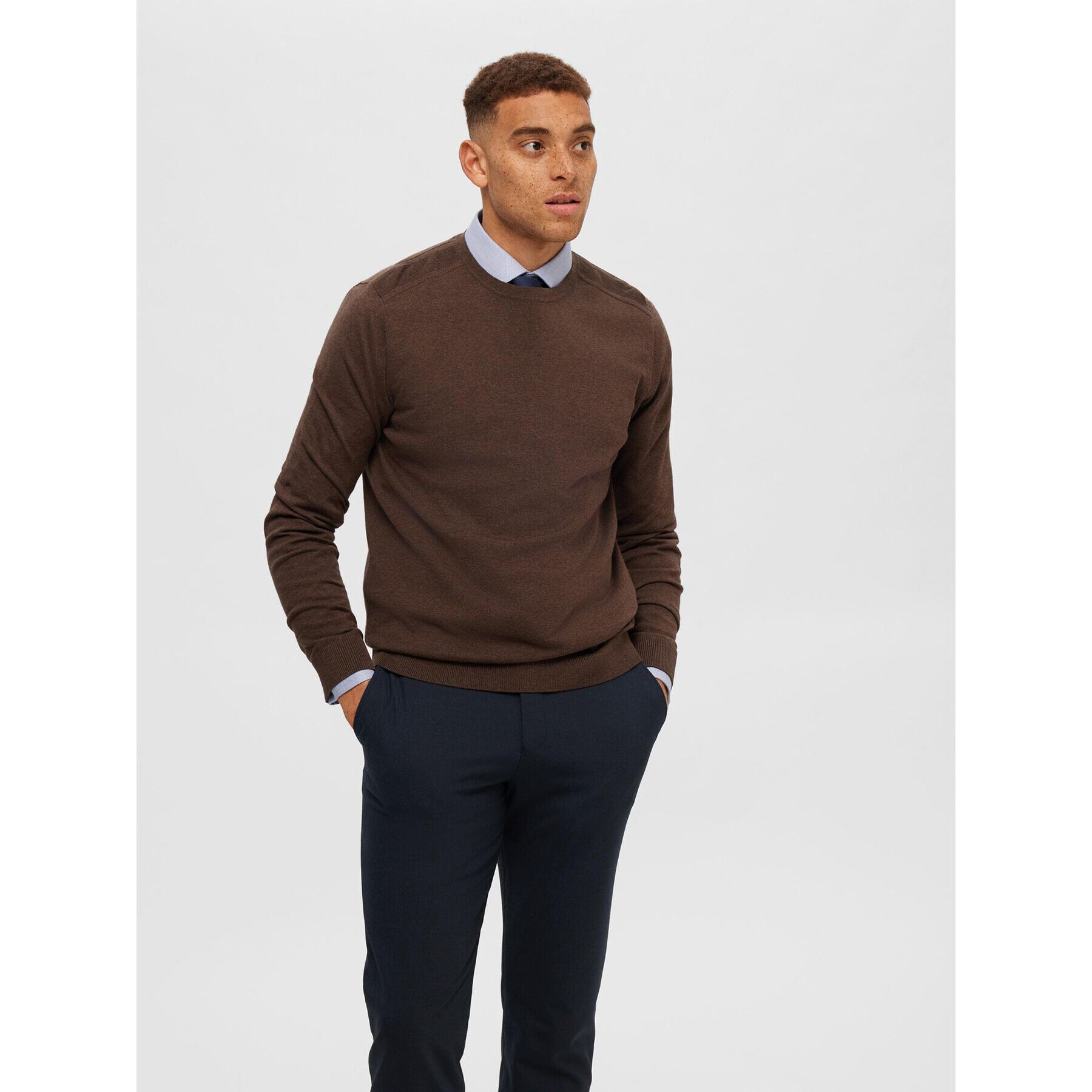 Selected Homme Sweater 16074682 Barna Regular Fit - Pepit.hu