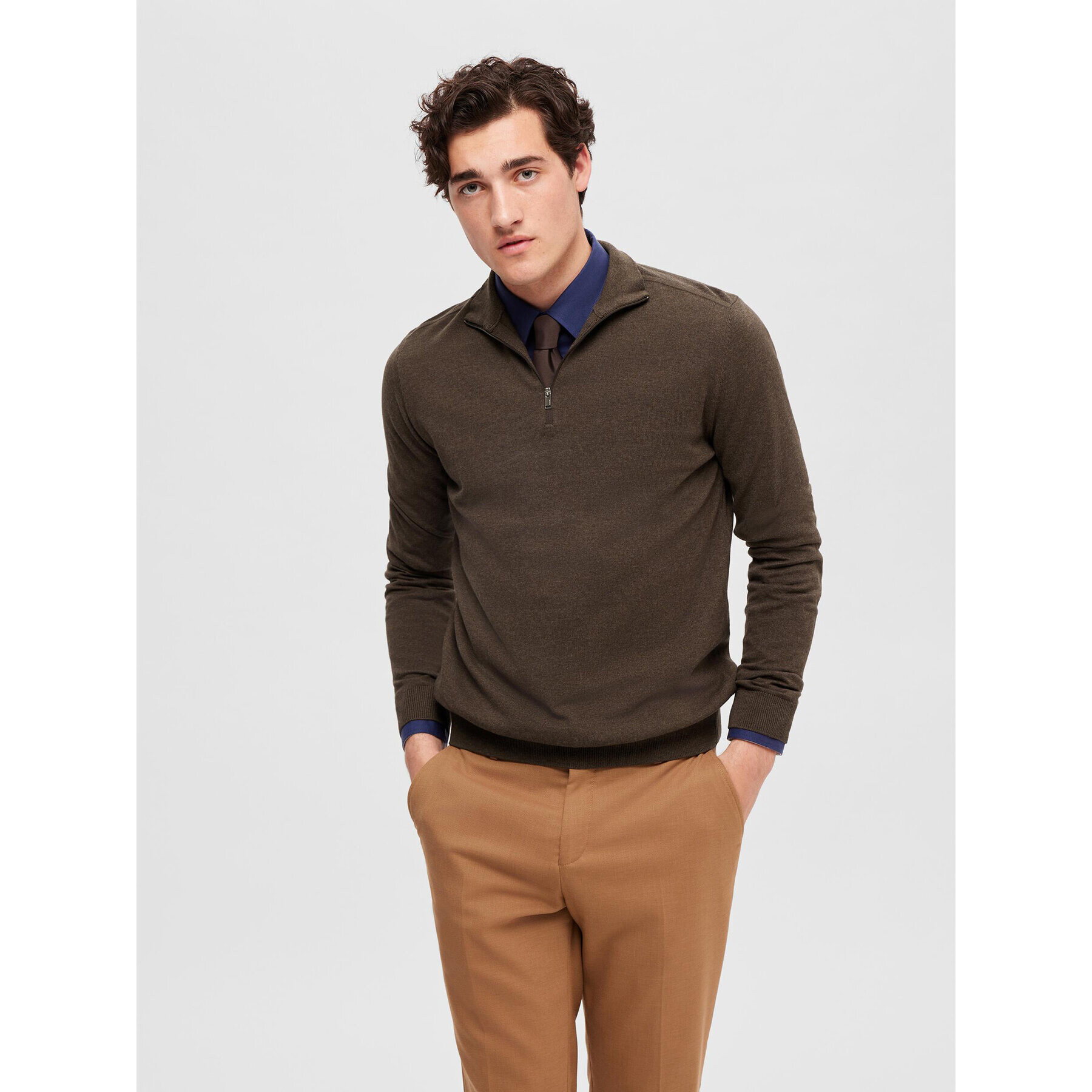 Selected Homme Sweater 16074687 Barna Regular Fit - Pepit.hu