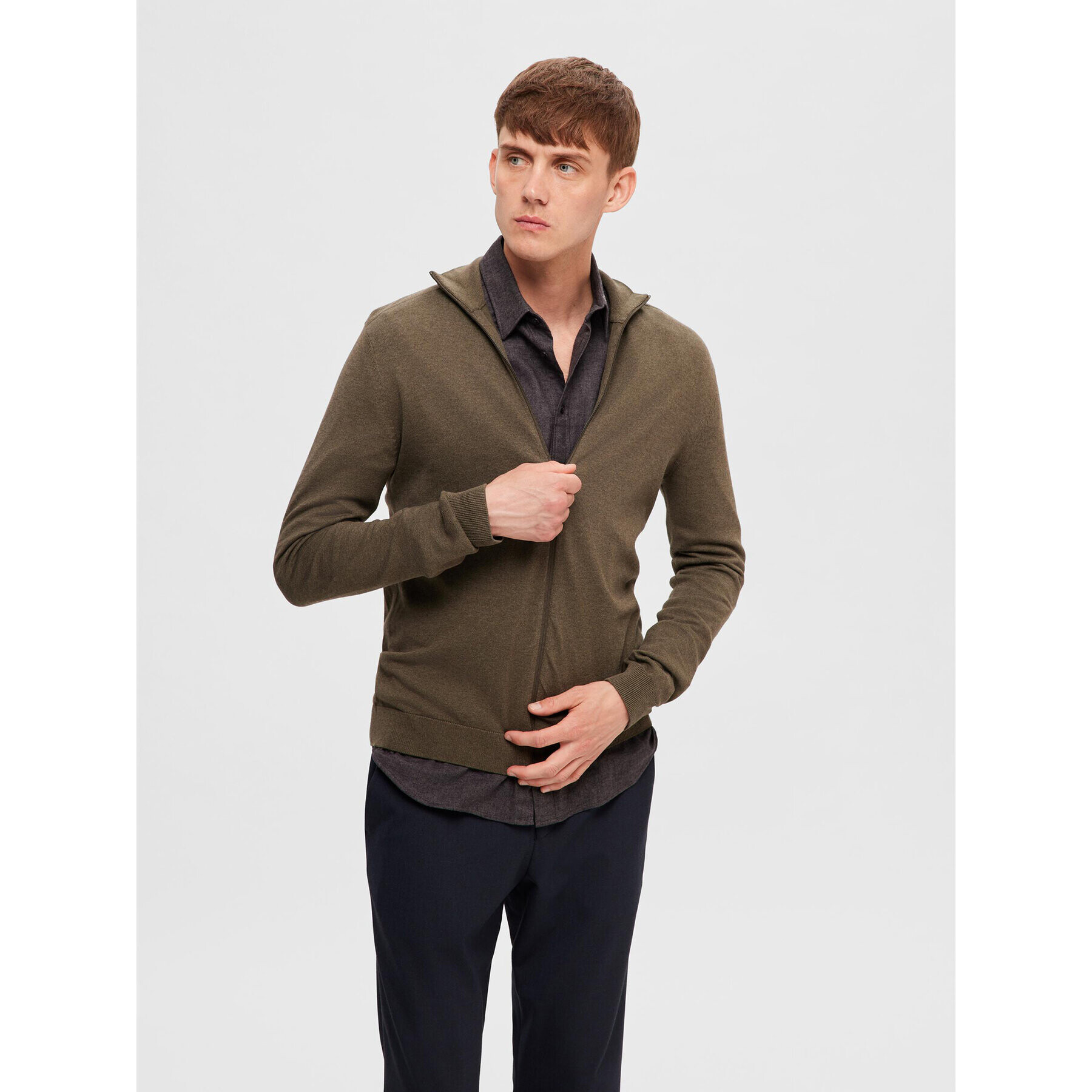 Selected Homme Sweater 16074688 Zöld Regular Fit - Pepit.hu