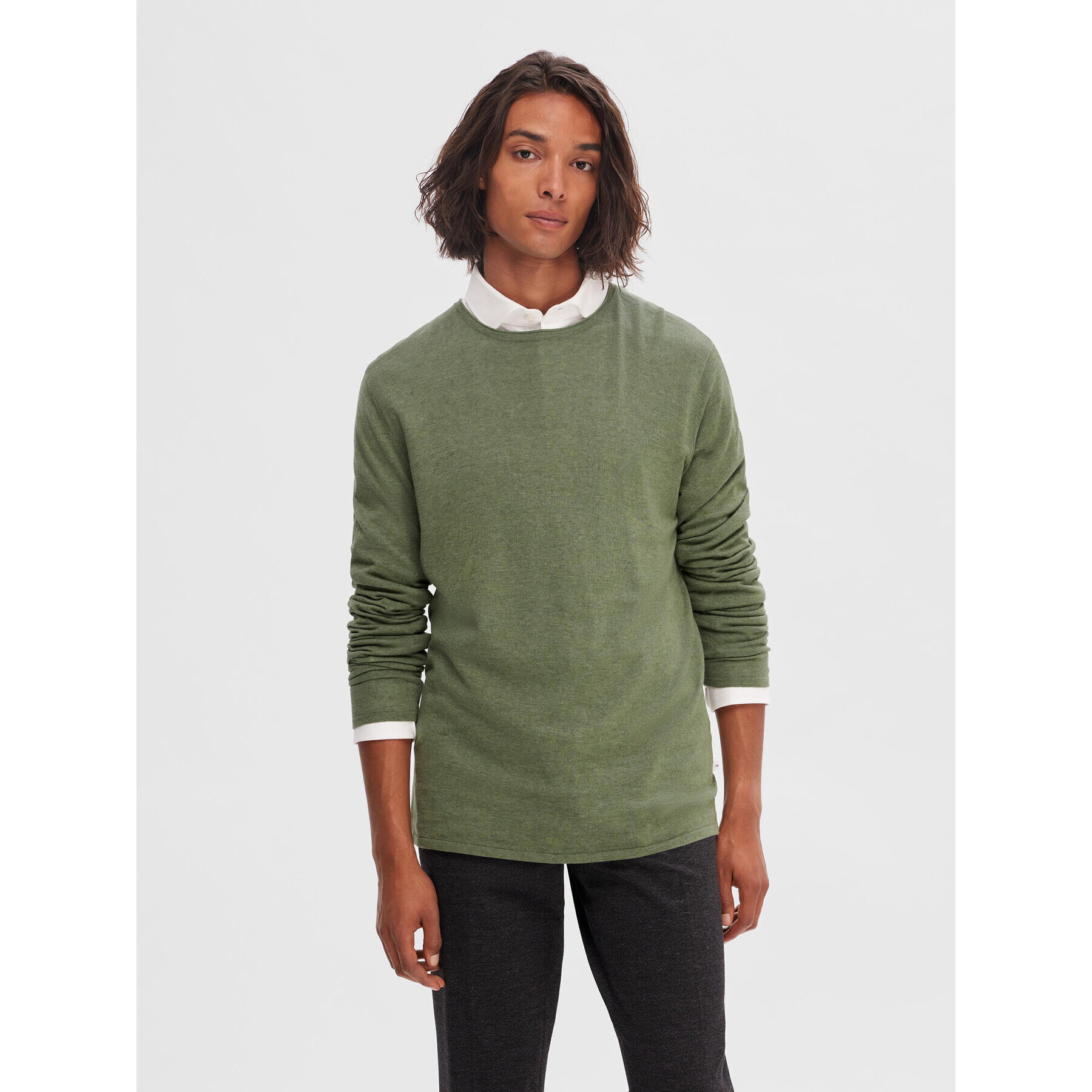 Selected Homme Sweater 16079774 Zöld Regular Fit - Pepit.hu