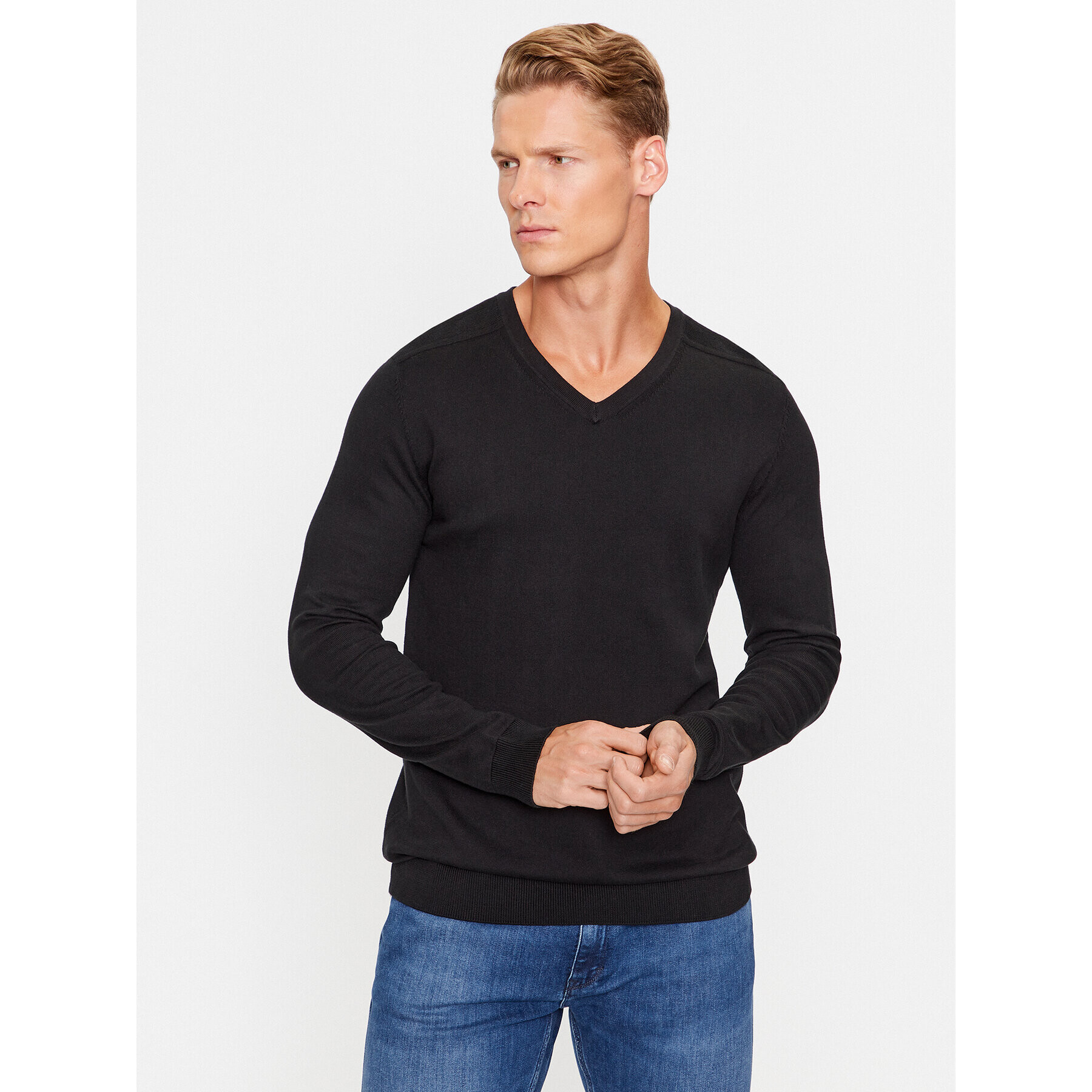 Selected Homme Sweater 16090147 Fekete Regular Fit - Pepit.hu