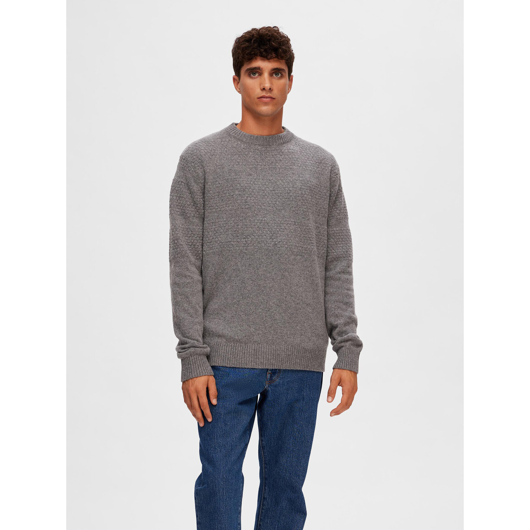 Selected Homme Sweater 16090155 Szürke Regular Fit - Pepit.hu