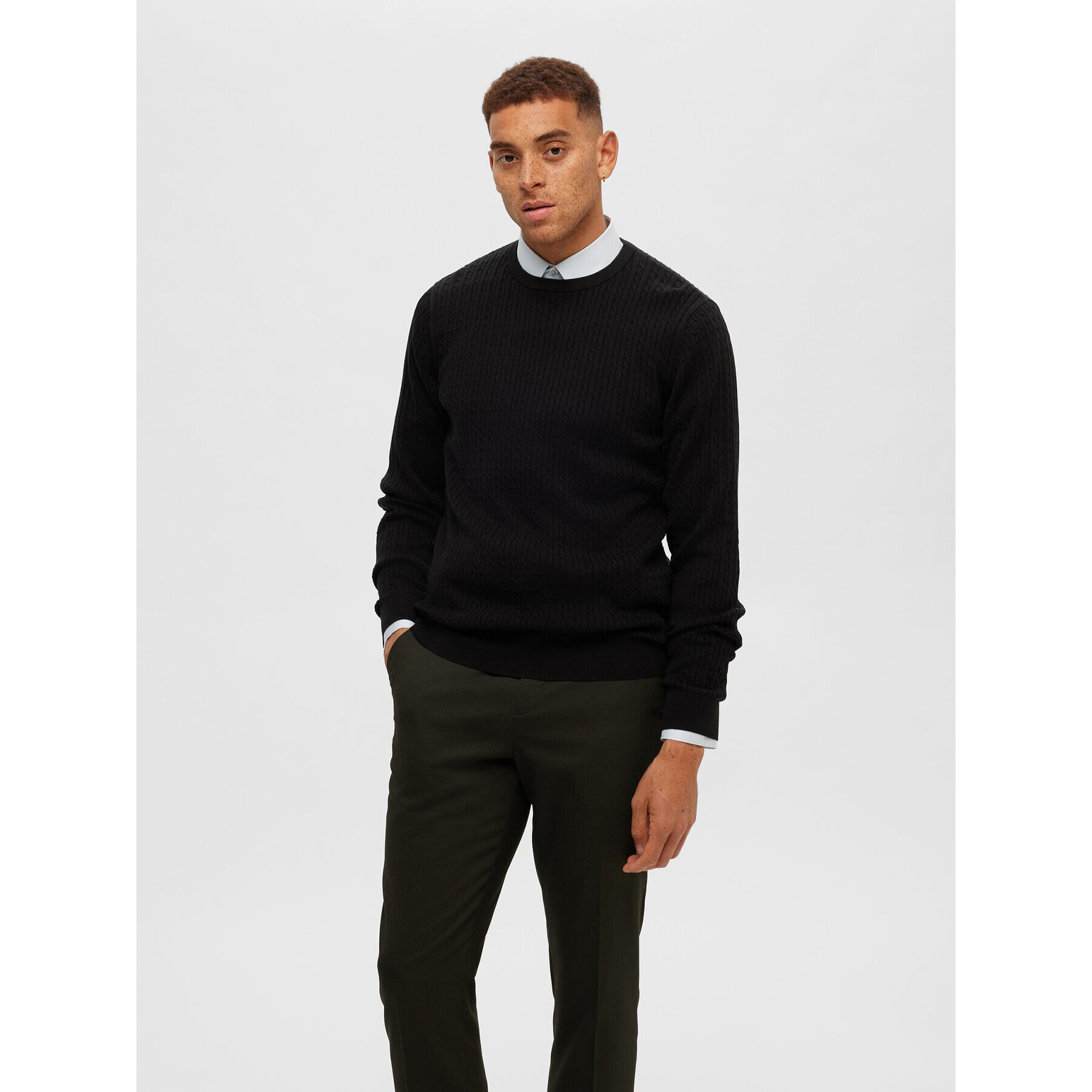 Selected Homme Sweater 16090606 Fekete Regular Fit - Pepit.hu