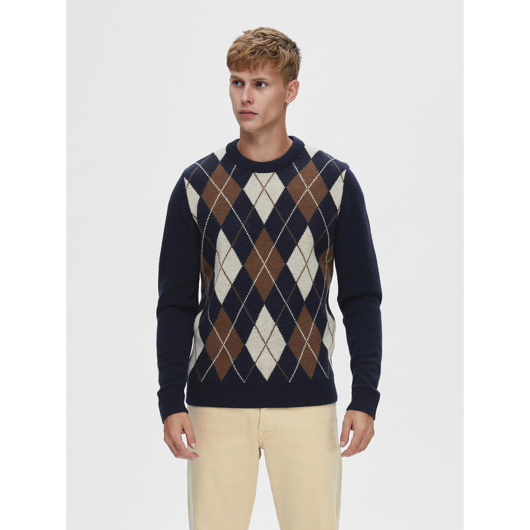 Selected Homme Sweater 16090764 Sötétkék Regular Fit - Pepit.hu