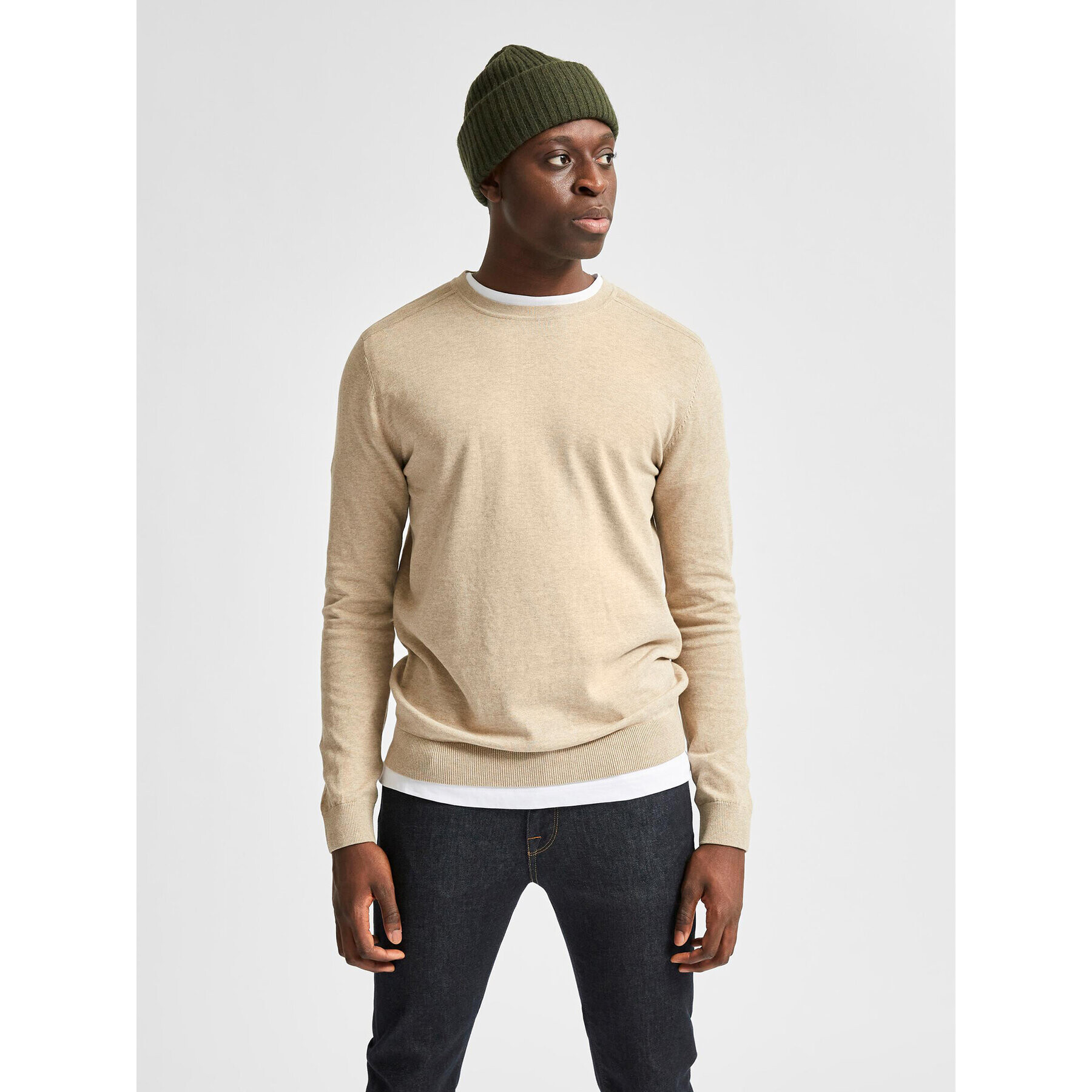 Selected Homme Sweater Berg 16074682 Bézs Regular Fit - Pepit.hu