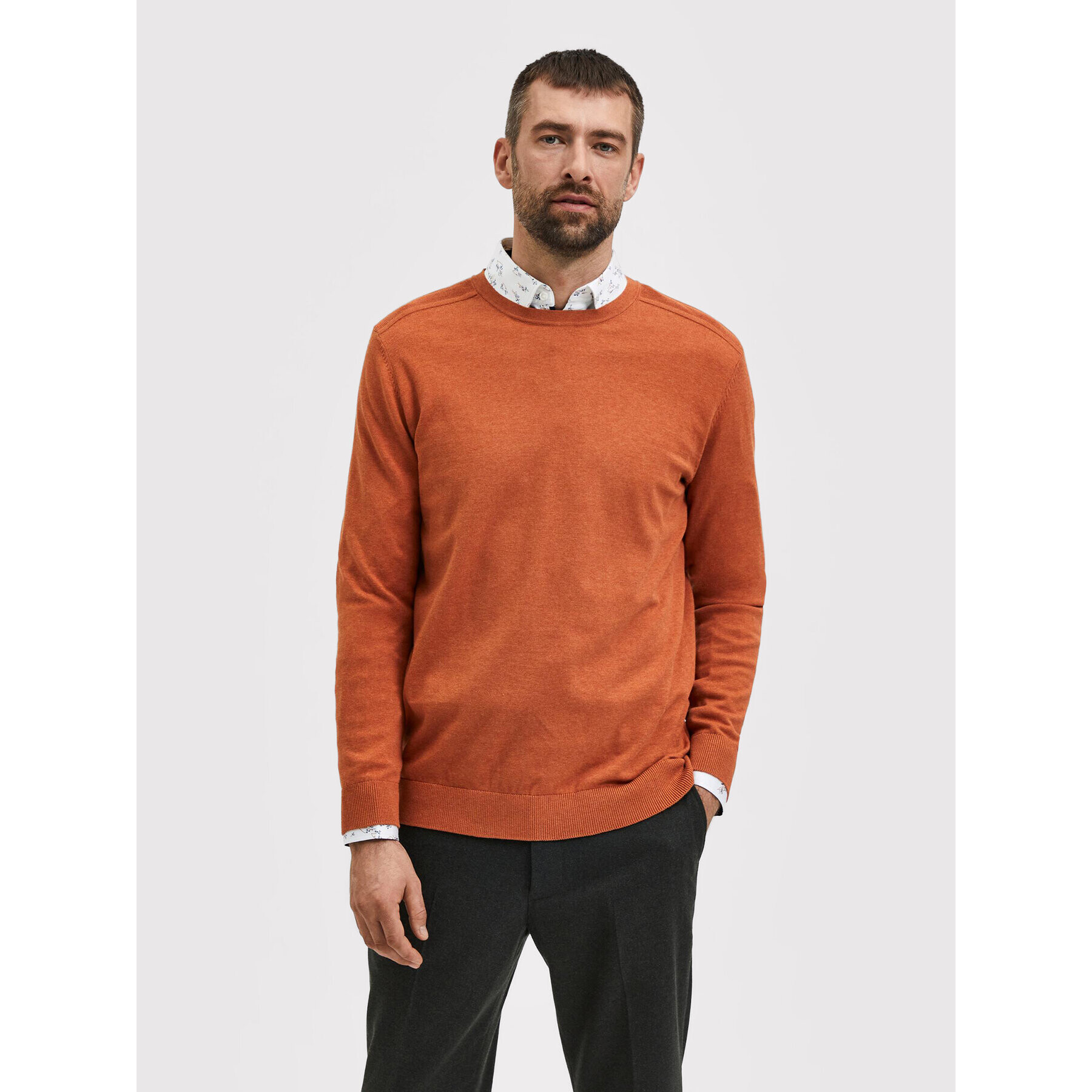 Selected Homme Sweater Berg 16074682 Narancssárga Regular Fit - Pepit.hu