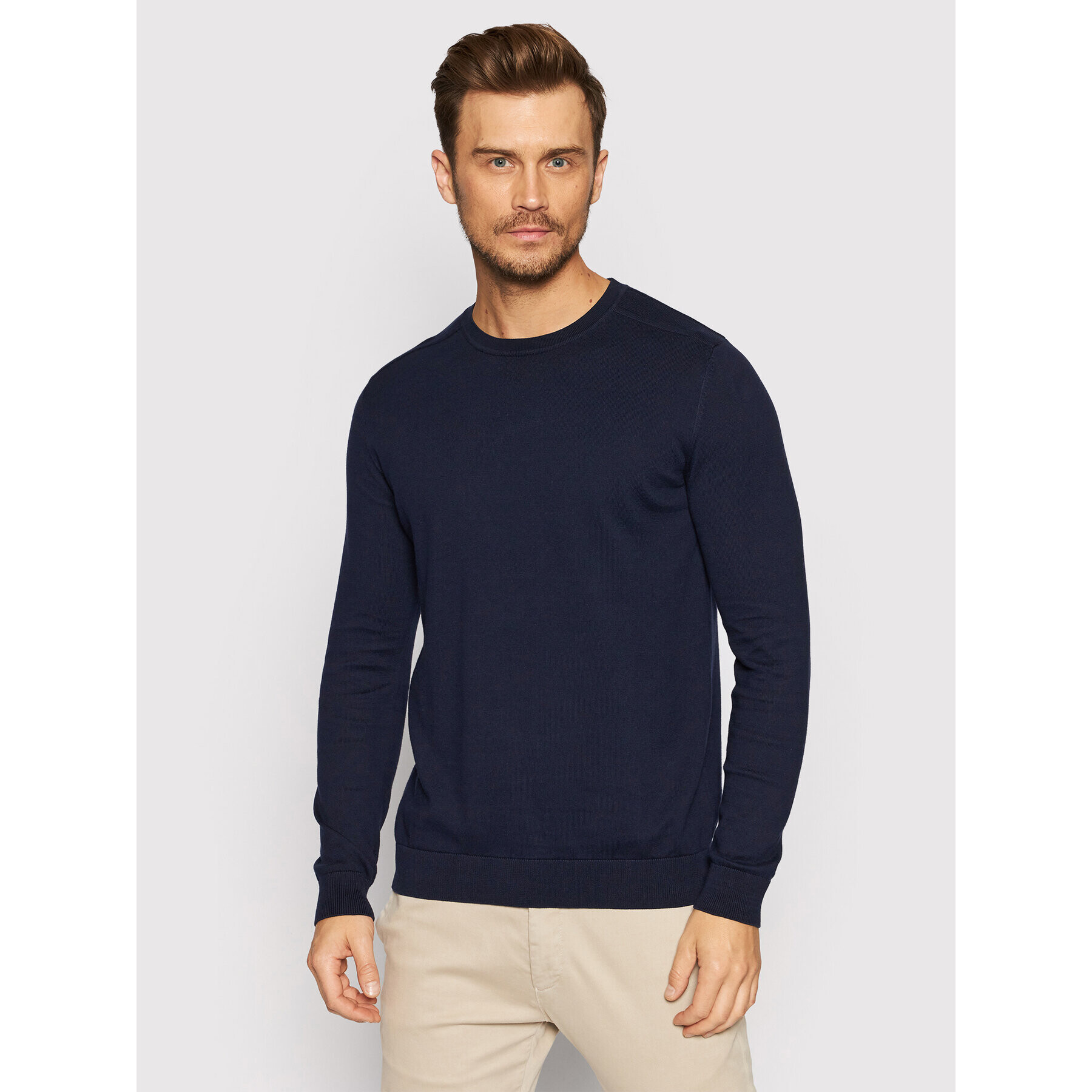 Selected Homme Sweater Berg 16074682 Sötétkék Regular Fit - Pepit.hu