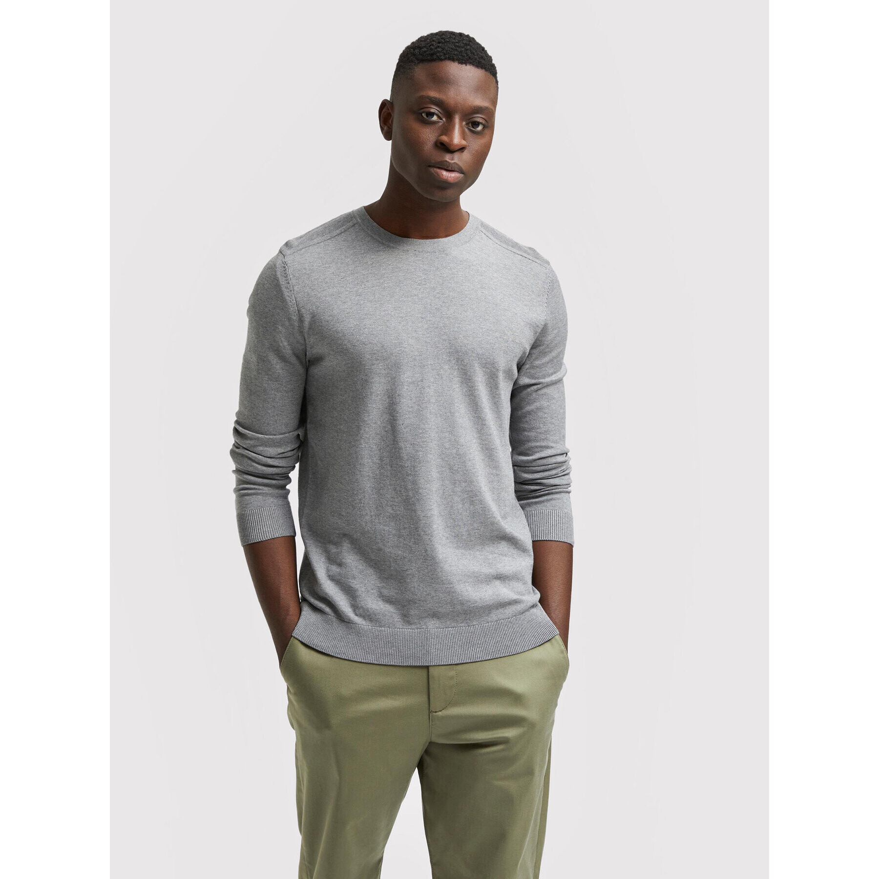 Selected Homme Sweater Berg 16074682 Szürke Regular Fit - Pepit.hu