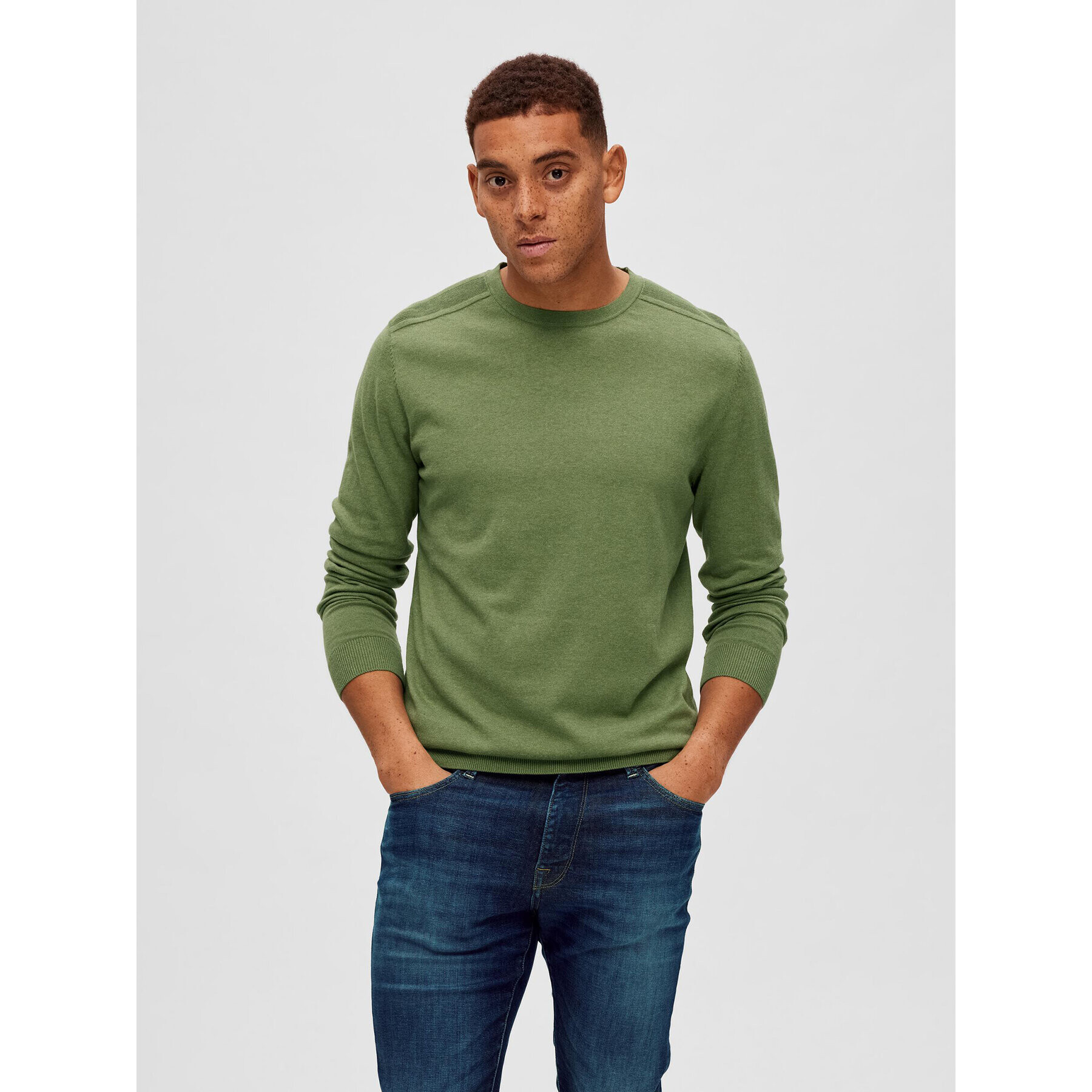 Selected Homme Sweater Berg 16074682 Zöld Regular Fit - Pepit.hu