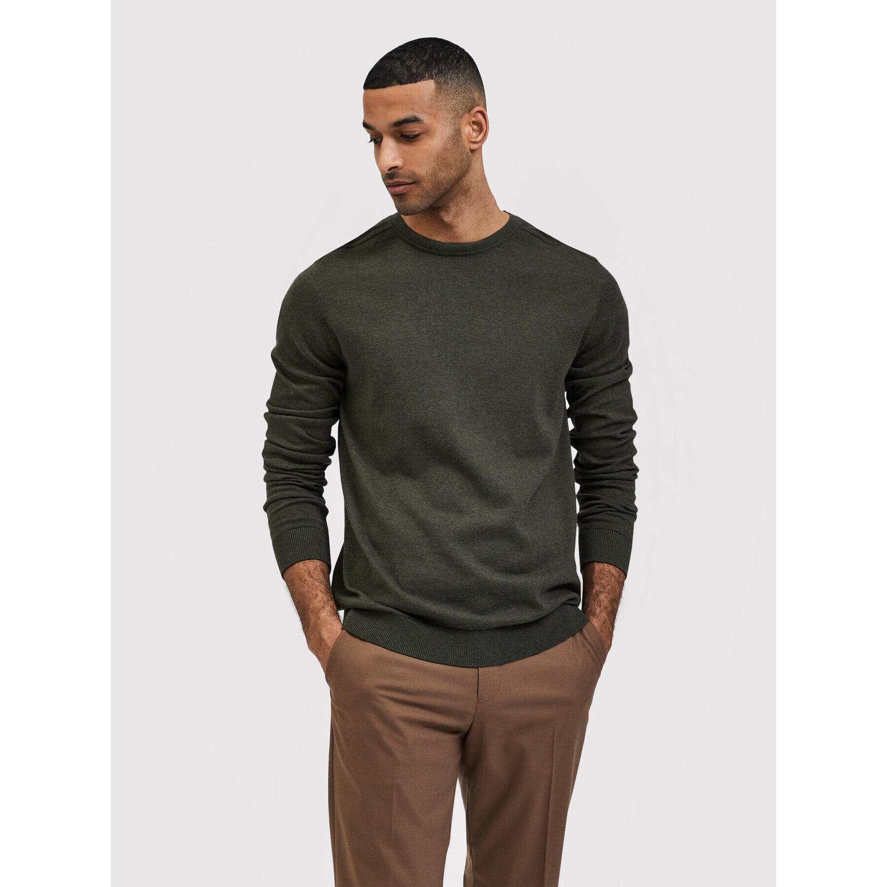 Selected Homme Sweater Berg 16074682 Zöld Regular Fit - Pepit.hu