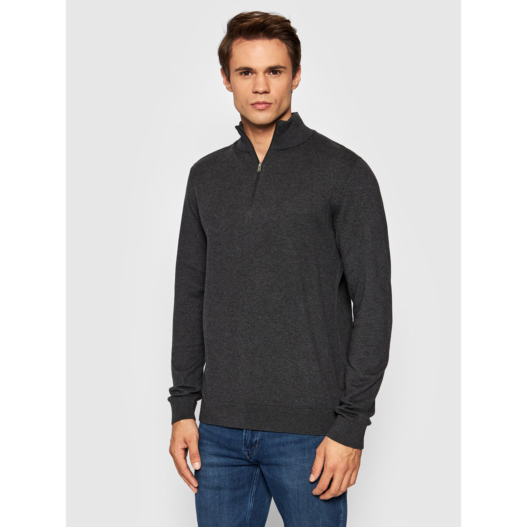 Selected Homme Sweater Berg 16074687 Szürke Regular Fit - Pepit.hu