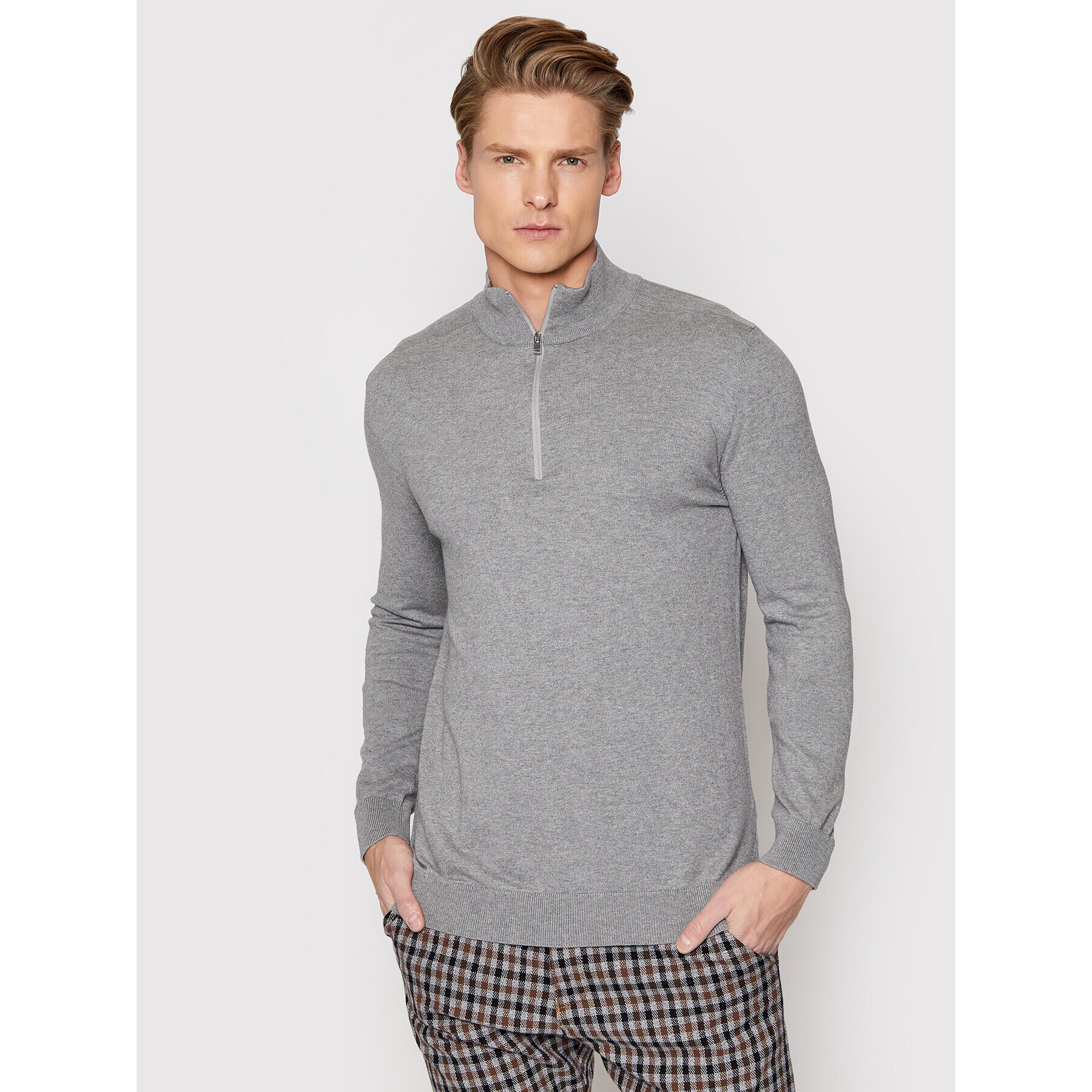 Selected Homme Sweater Berg 16074687 Szürke Regular Fit - Pepit.hu