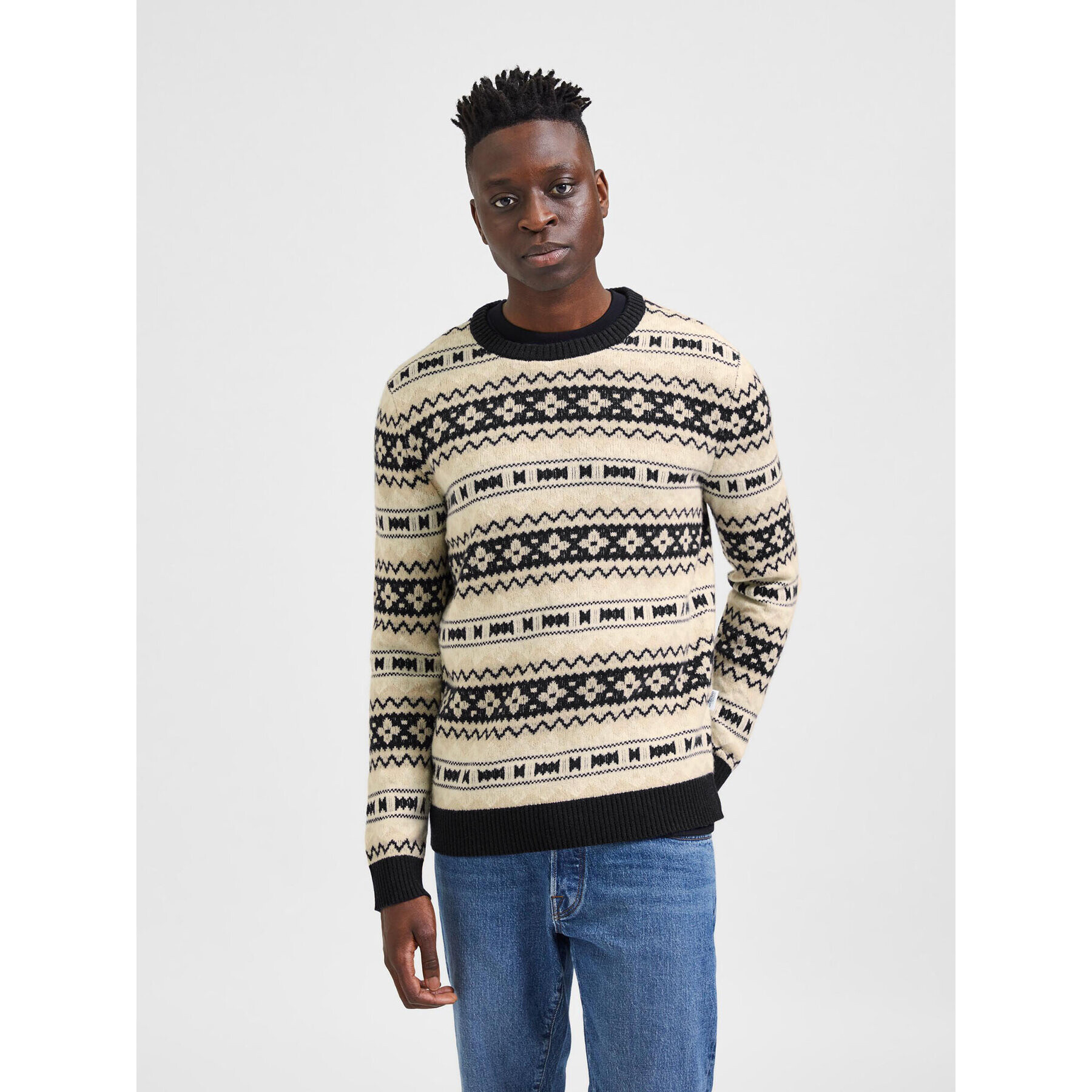 Selected Homme Sweater Faroe 16086654 Bézs Relaxed Fit - Pepit.hu