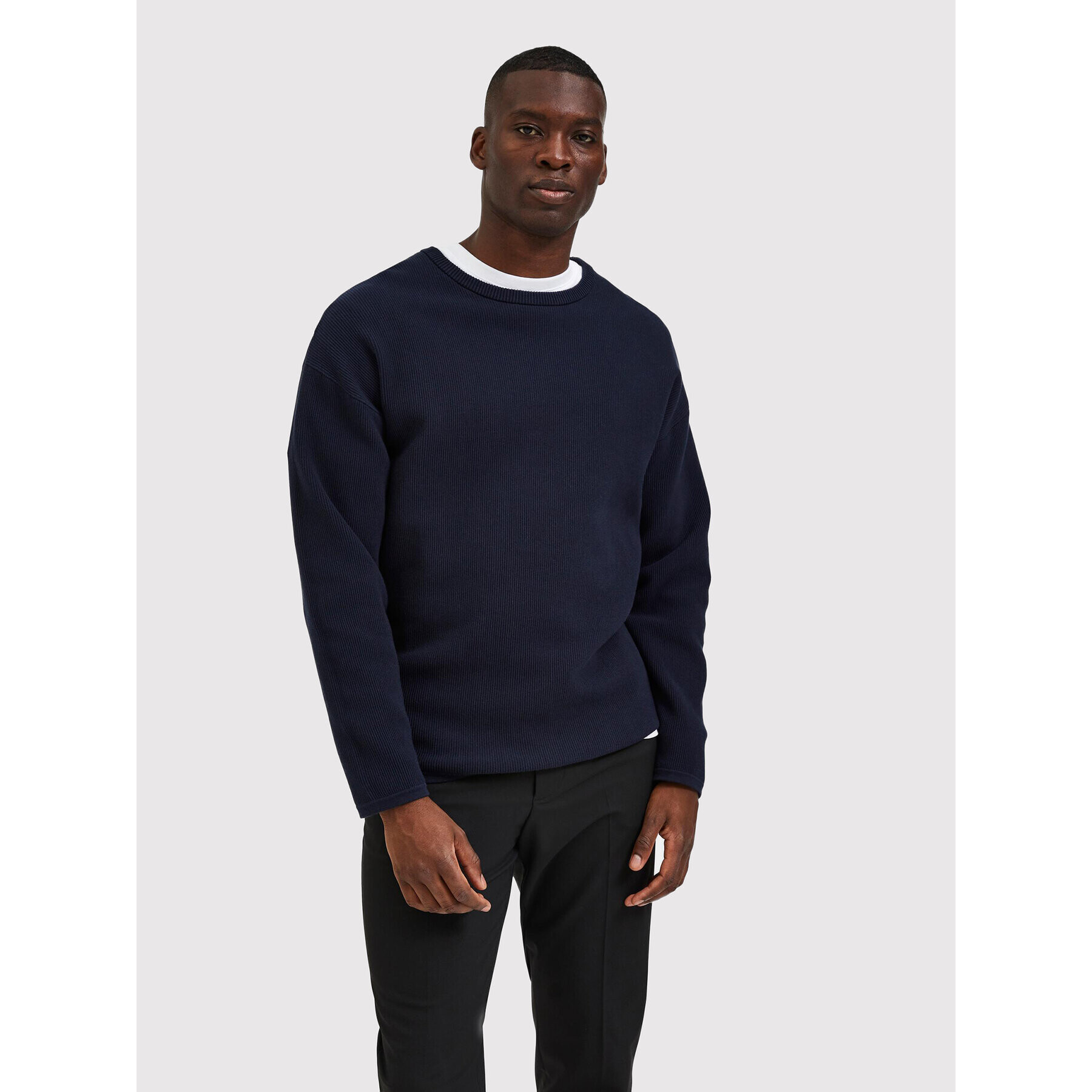 Selected Homme Sweater Fergo 16085457 Sötétkék Regular Fit - Pepit.hu