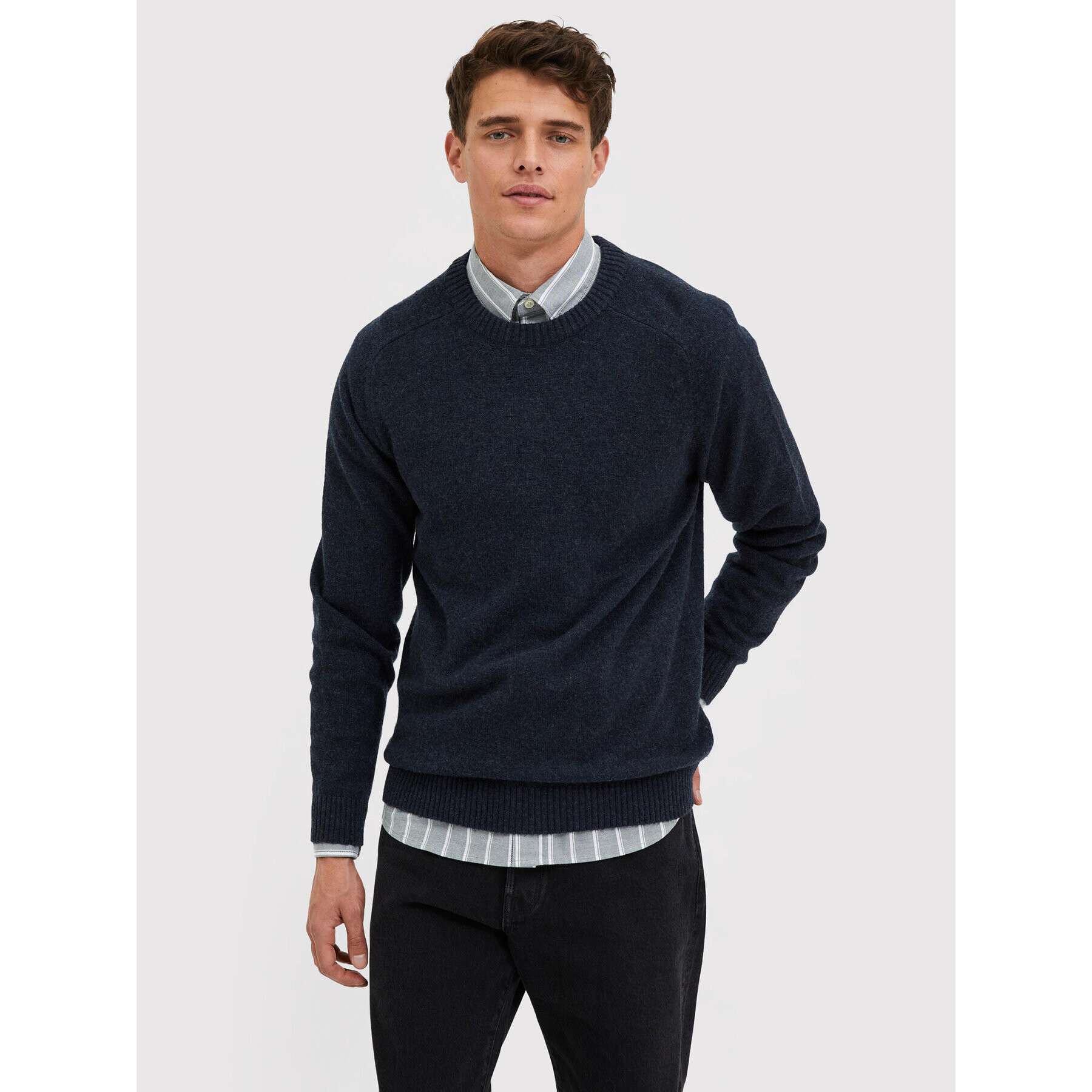 Selected Homme Sweater New Coban 16079780 Sötétkék Regular Fit - Pepit.hu