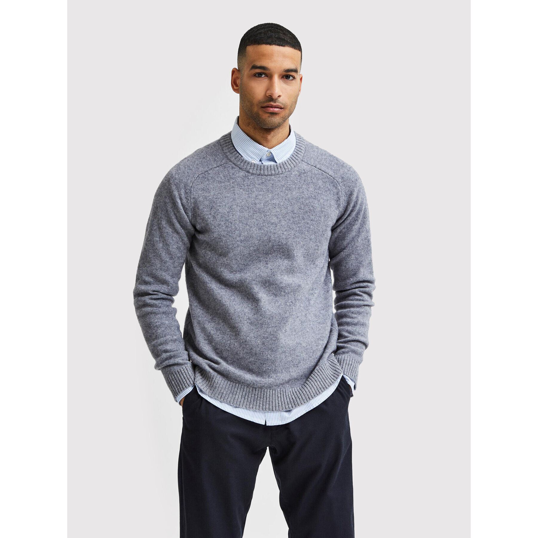 Selected Homme Sweater New Coban 16079780 Szürke Regular Fit - Pepit.hu