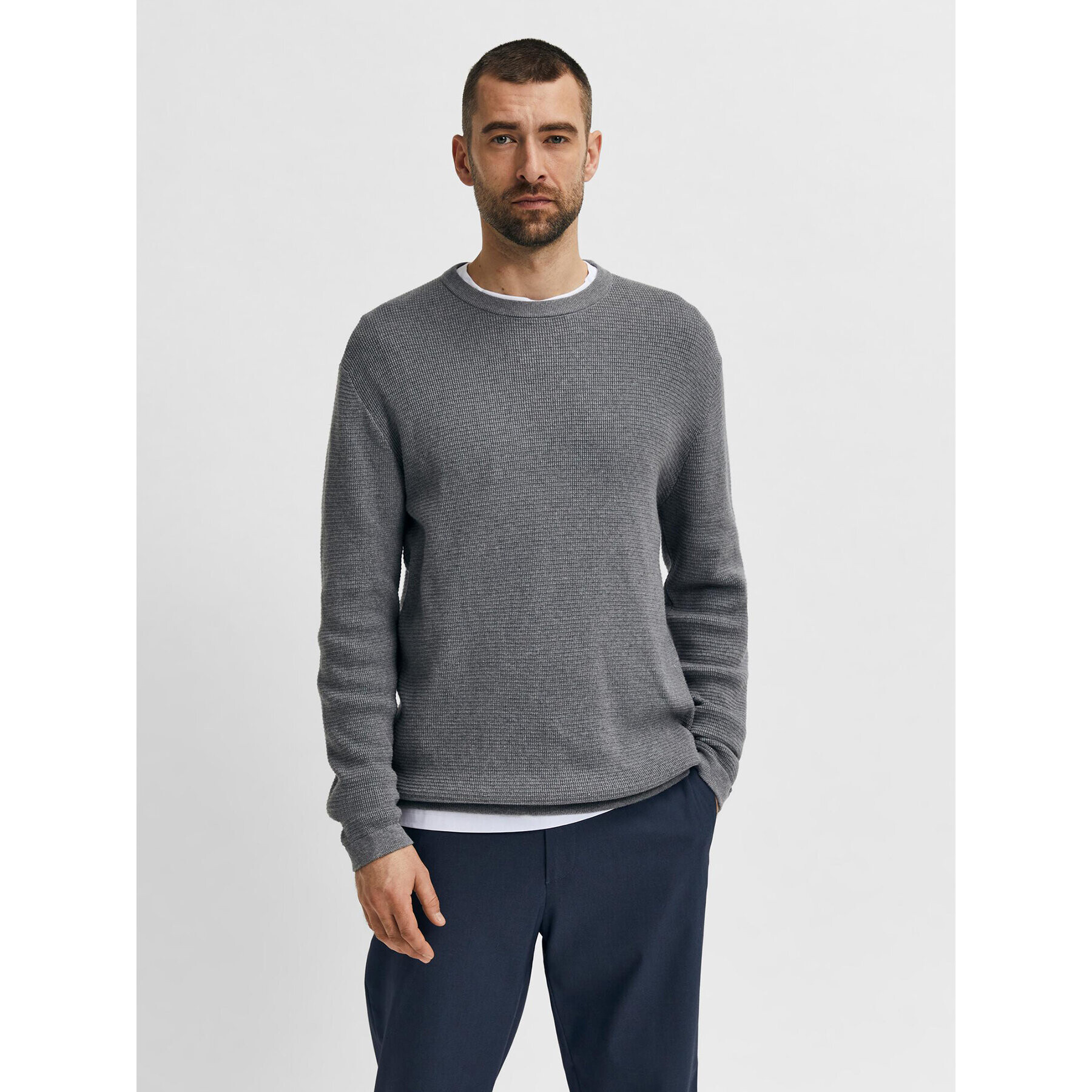 Selected Homme Sweater Rocks 16079776 Szürke Regular Fit - Pepit.hu