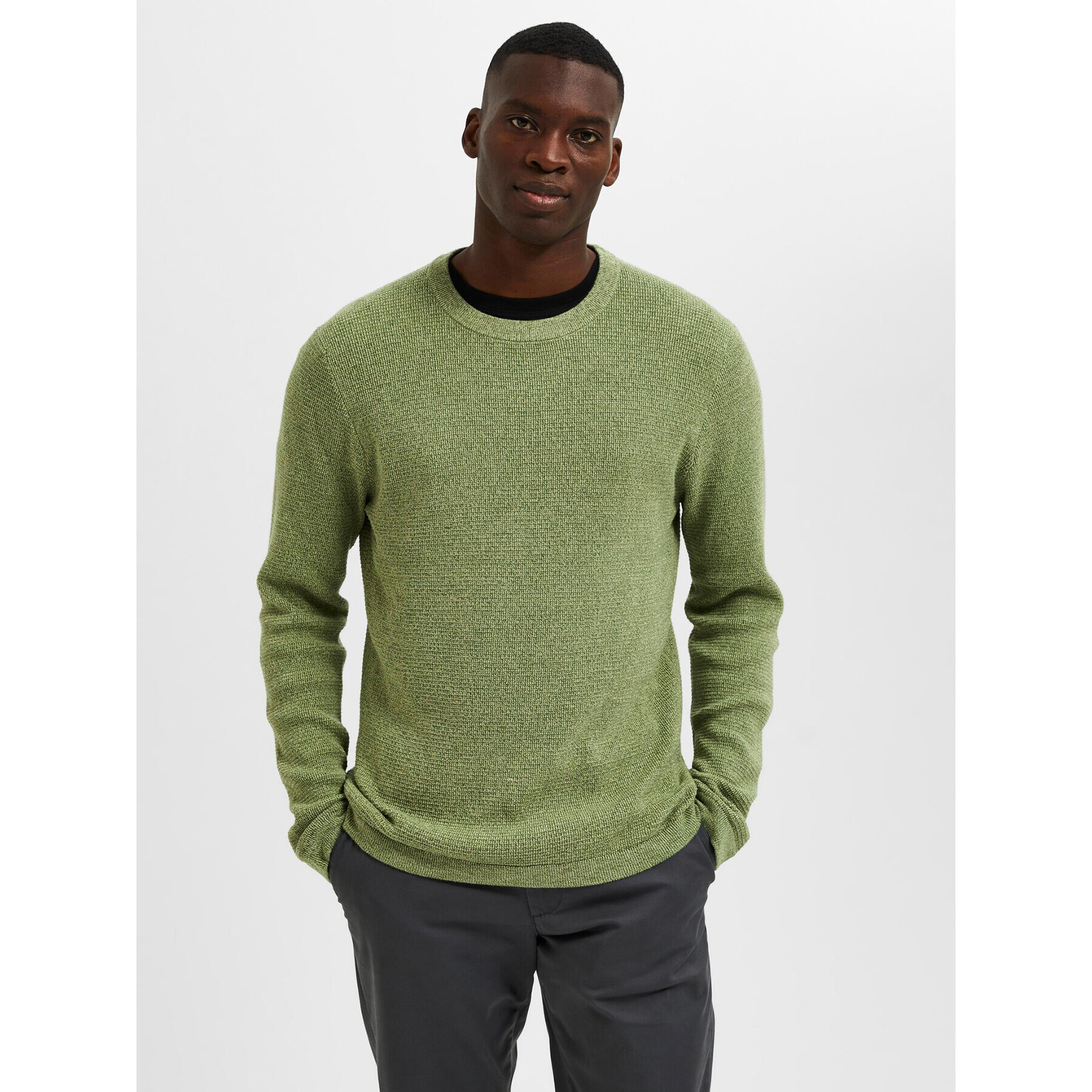 Selected Homme Sweater Rocks 16079776 Zöld Regular Fit - Pepit.hu