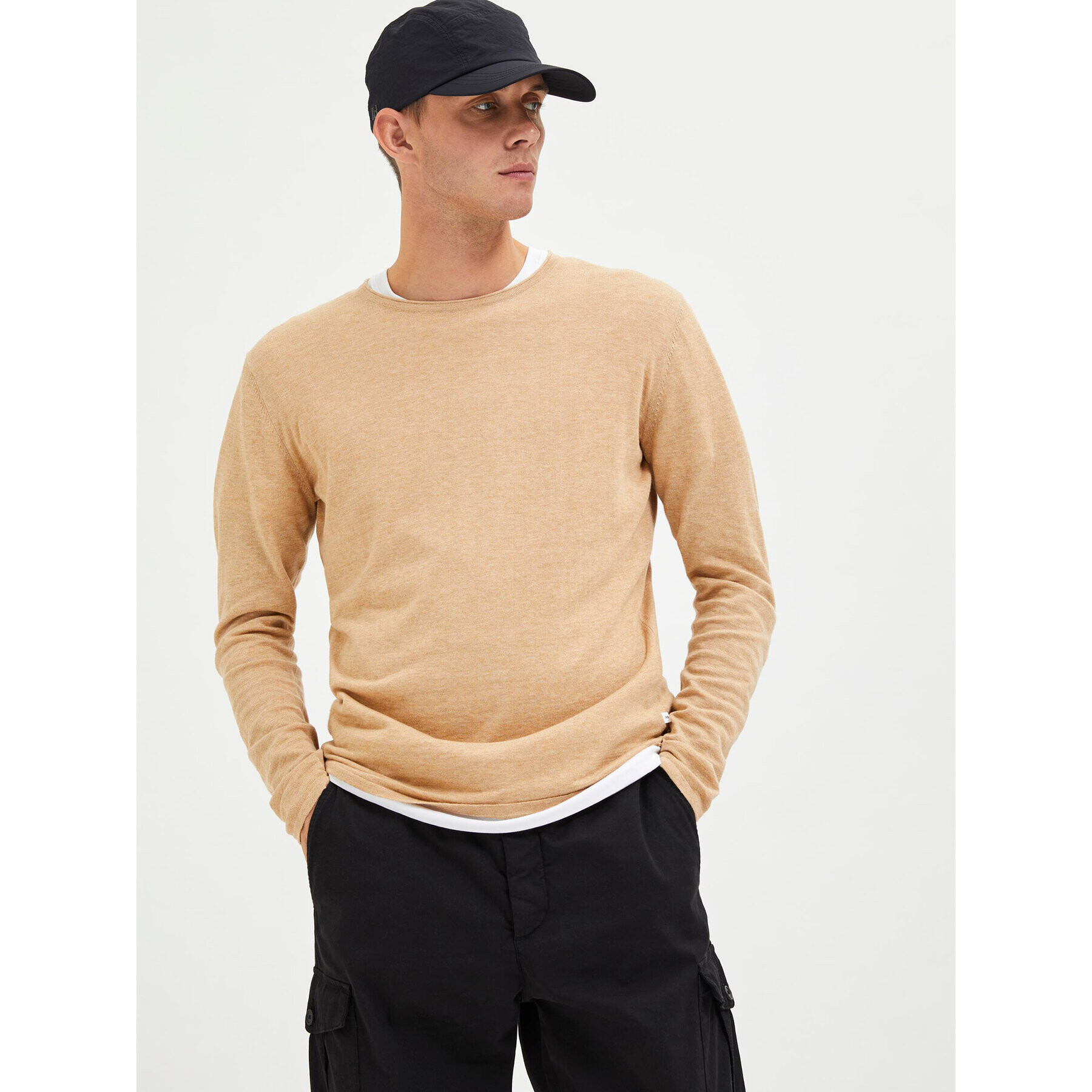 Selected Homme Sweater Rome 16079774 Bézs Regular Fit - Pepit.hu