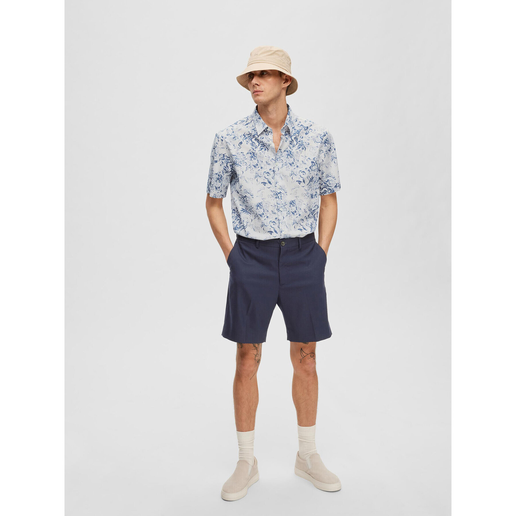 Selected Homme Szövet rövidnadrág 16088510 Sötétkék Slim Fit - Pepit.hu