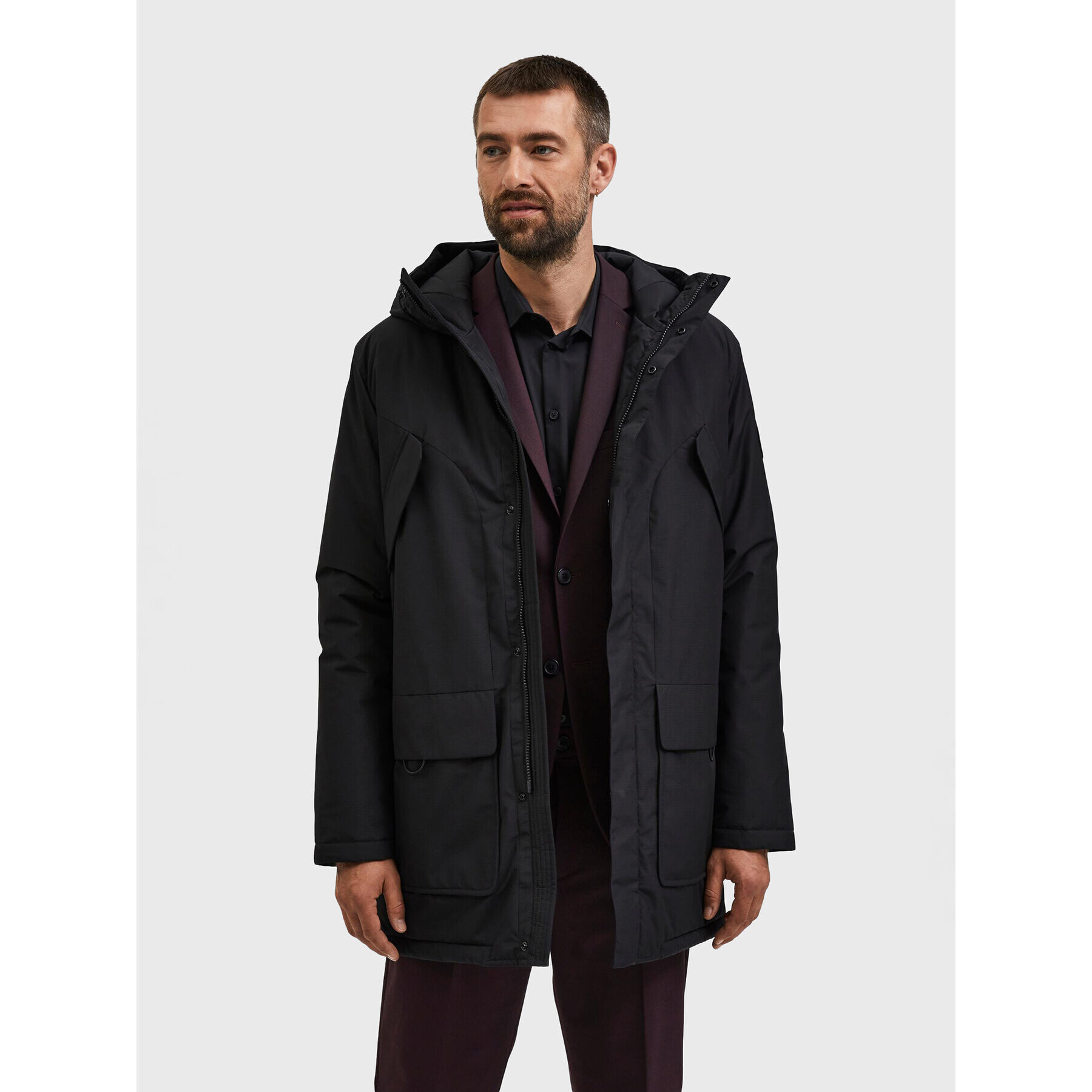 Selected Homme Télikabát Hector 16085225 Fekete Regular Fit - Pepit.hu