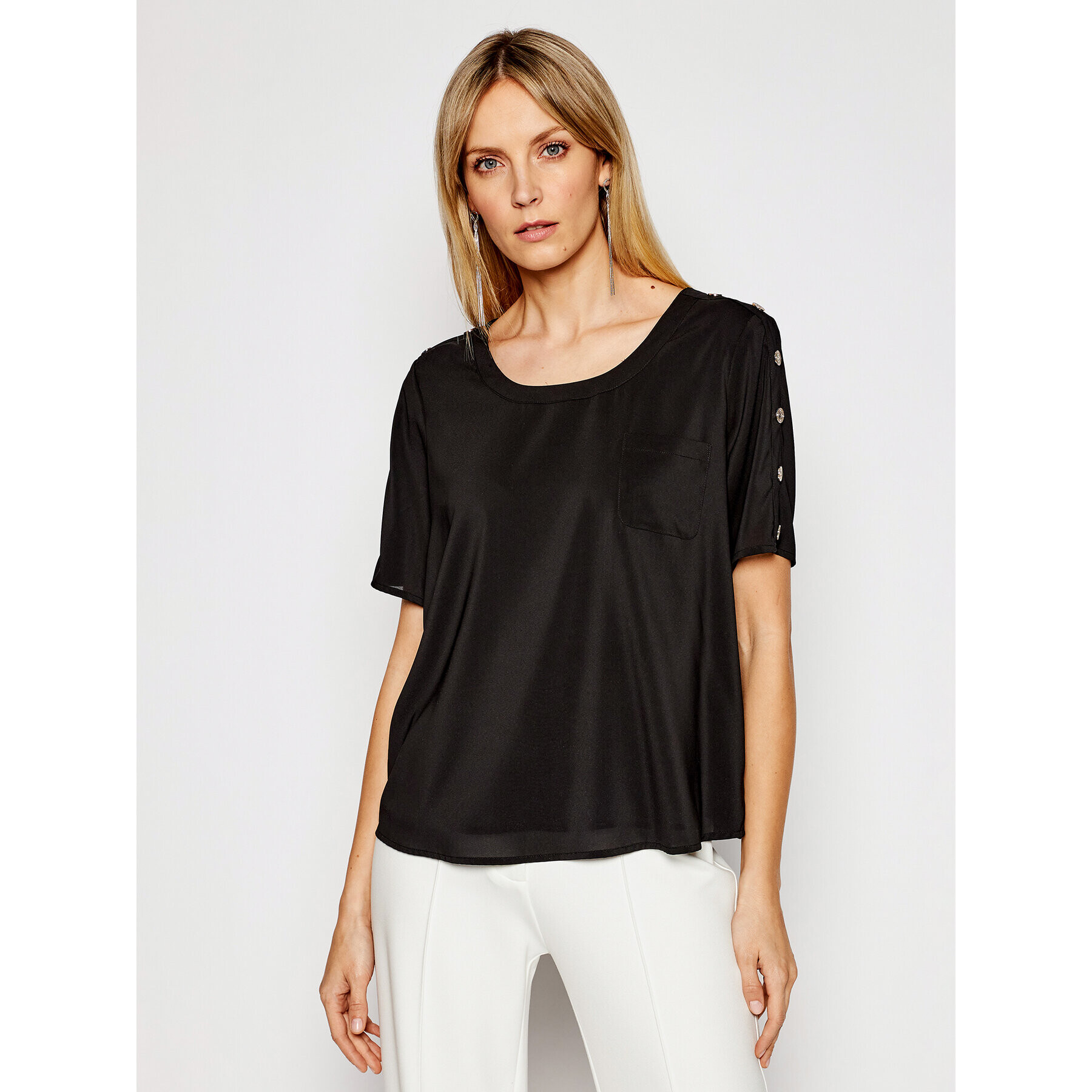 Silvian Heach Blúz Blouse Haddada CVP19218BL Fekete Regular Fit - Pepit.hu