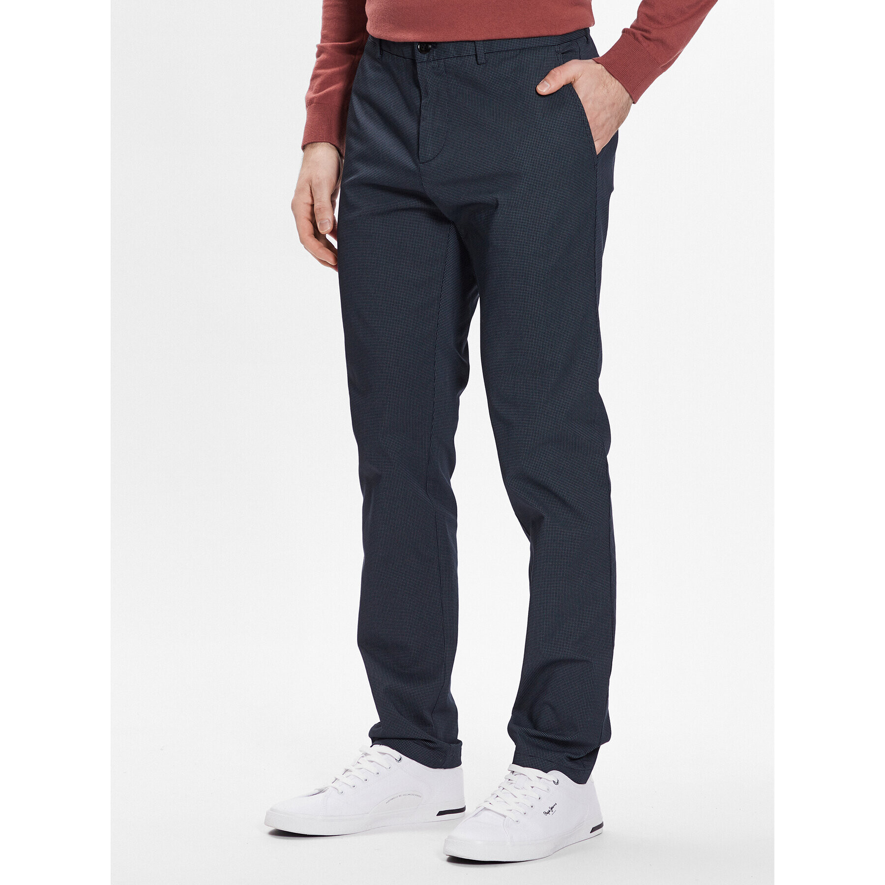 Sisley Chinos 4JLESF023 Sötétkék Slim Fit - Pepit.hu