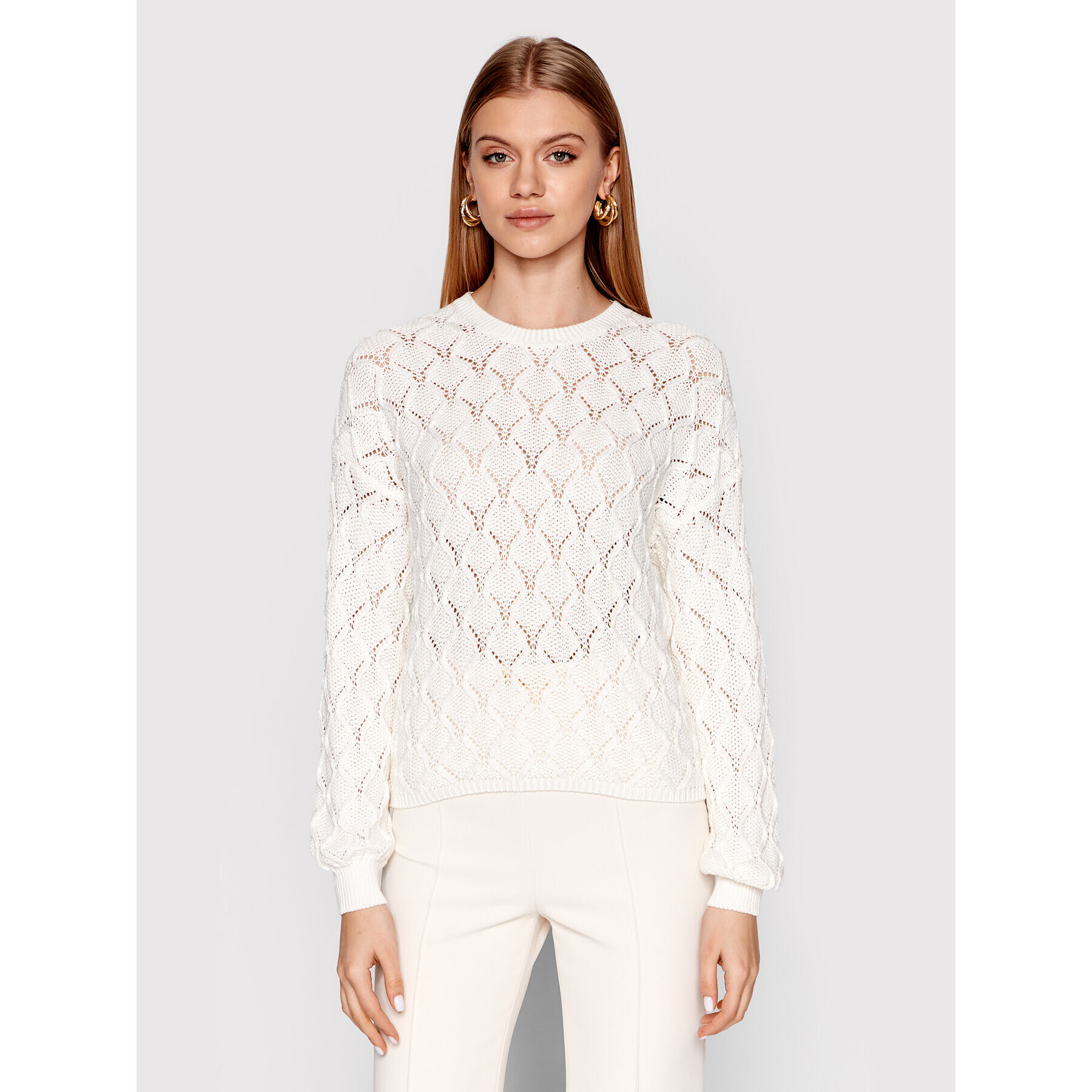 Sisley Sweater 101TM1009 Fehér Boxy Fit - Pepit.hu