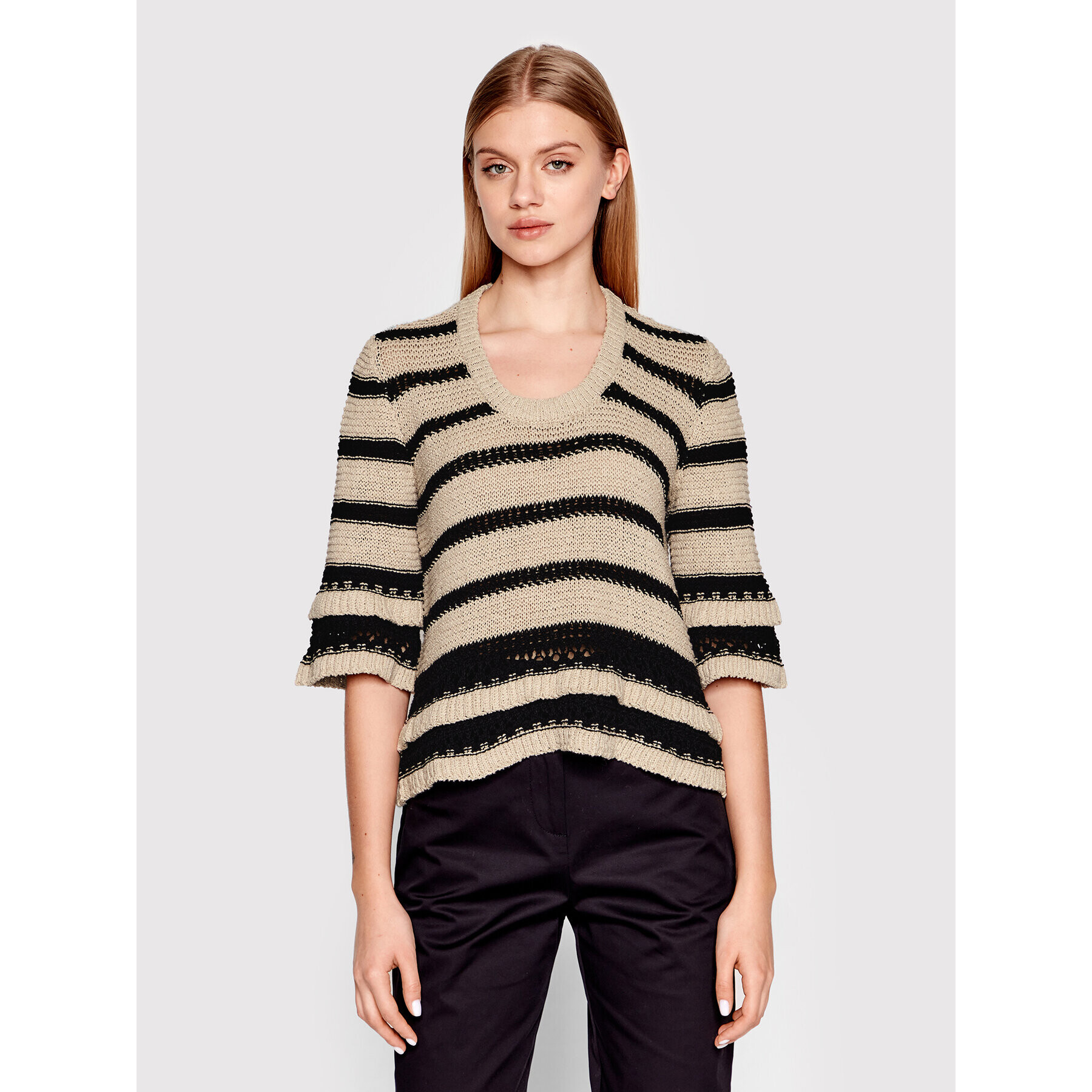 Sisley Sweater 103AL100B Bézs Regular Fit - Pepit.hu