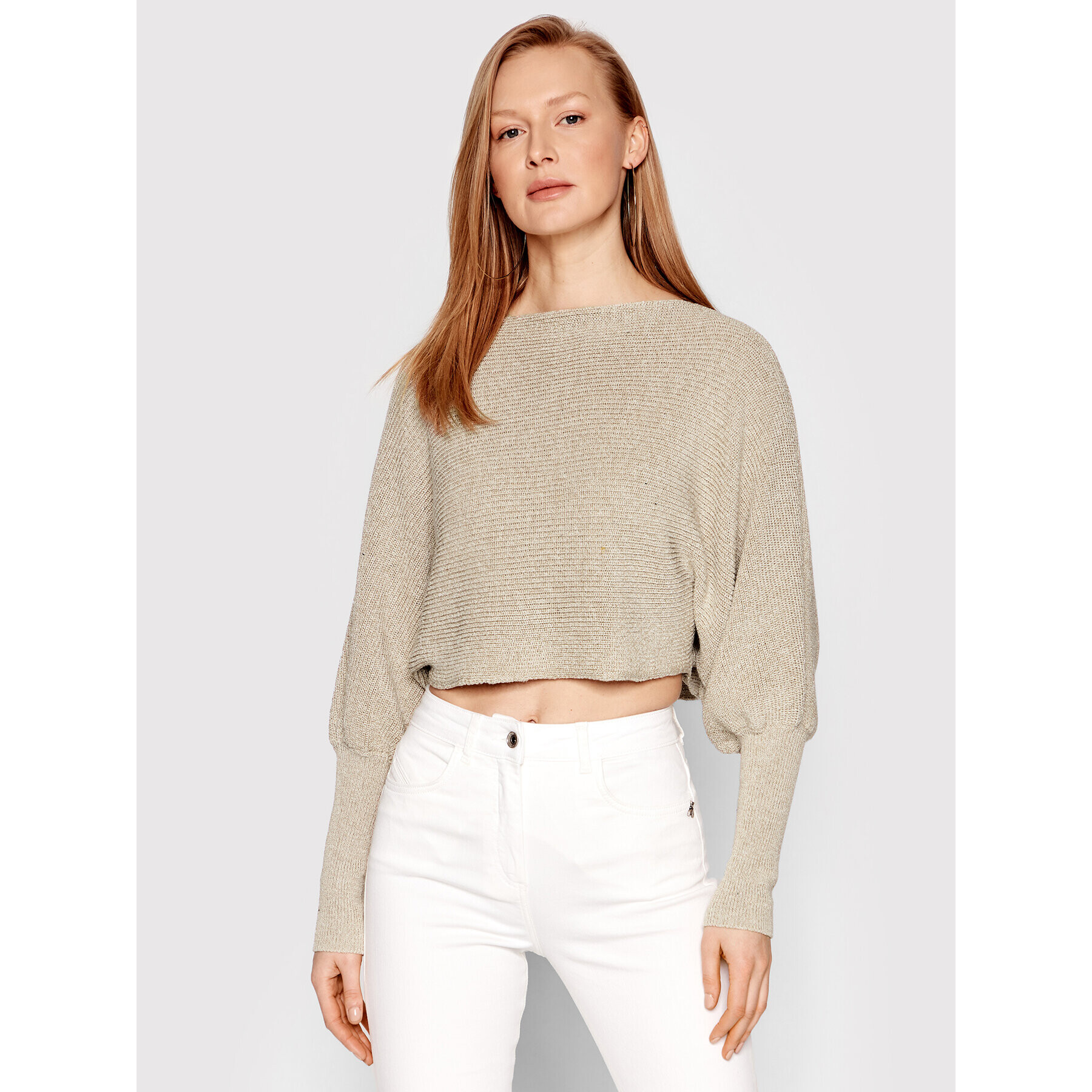 Sisley Sweater 103YM100Q Bézs Relaxed Fit - Pepit.hu