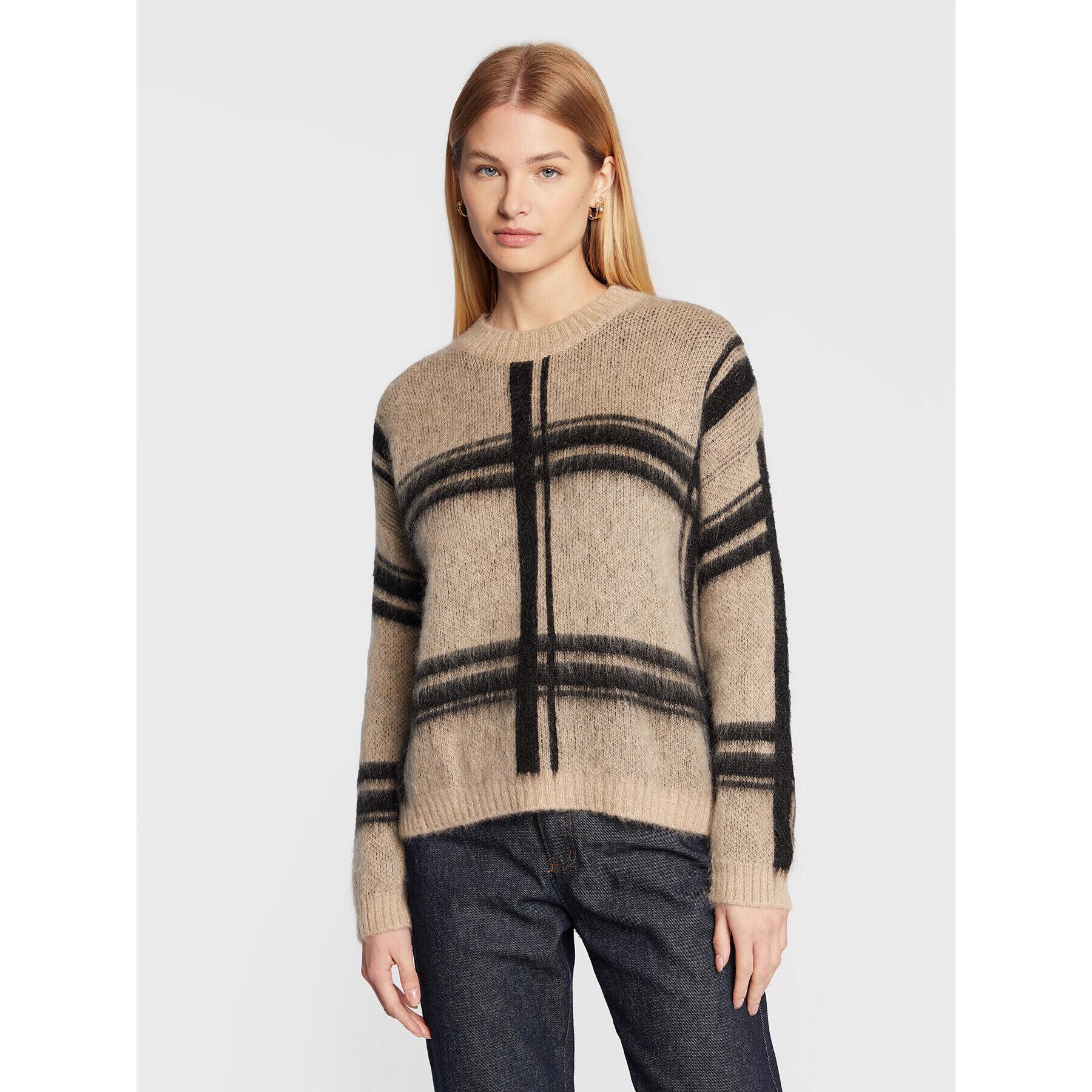 Sisley Sweater 1042L101Y Bézs Regular Fit - Pepit.hu