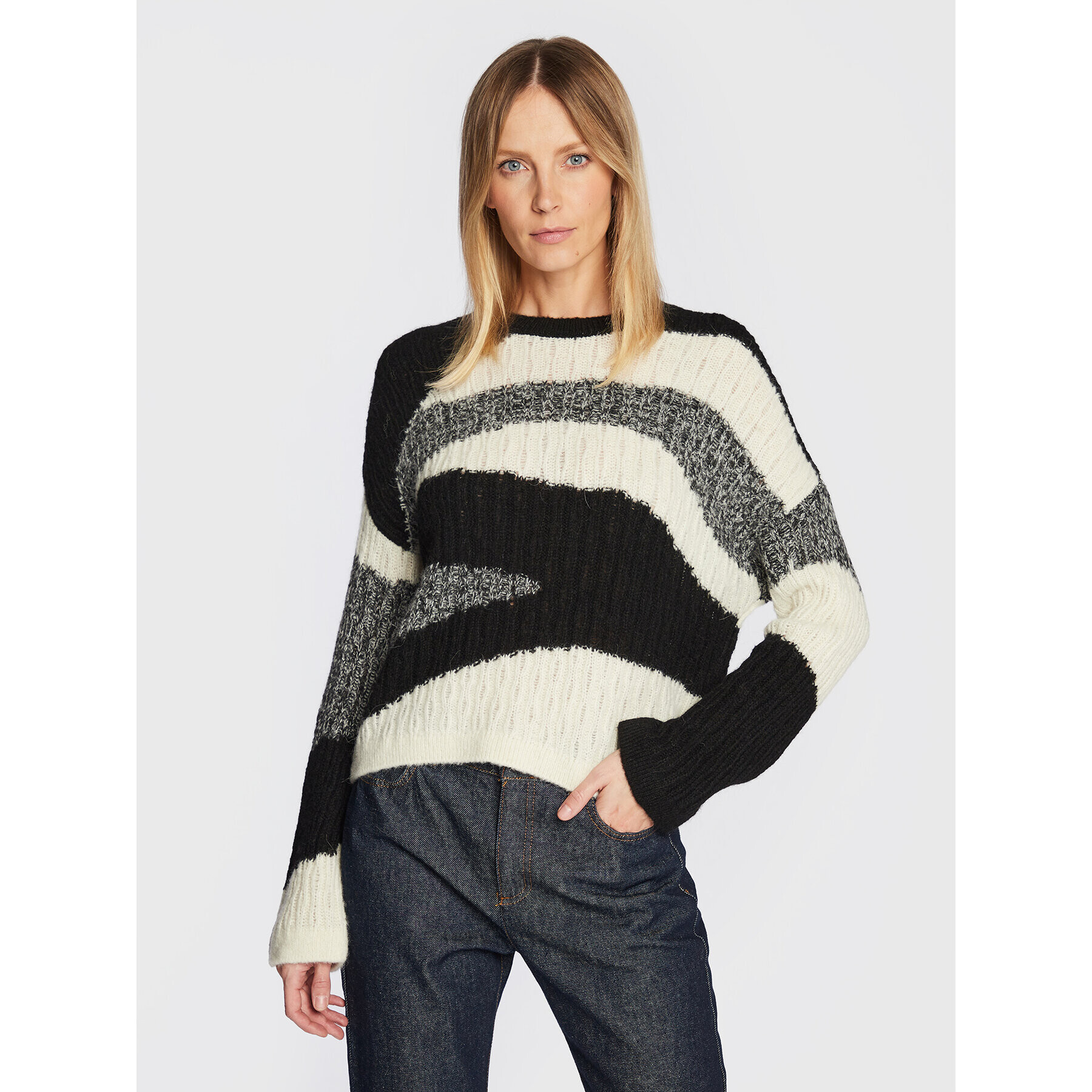 Sisley Sweater 1268L101U Ekru Regular Fit - Pepit.hu