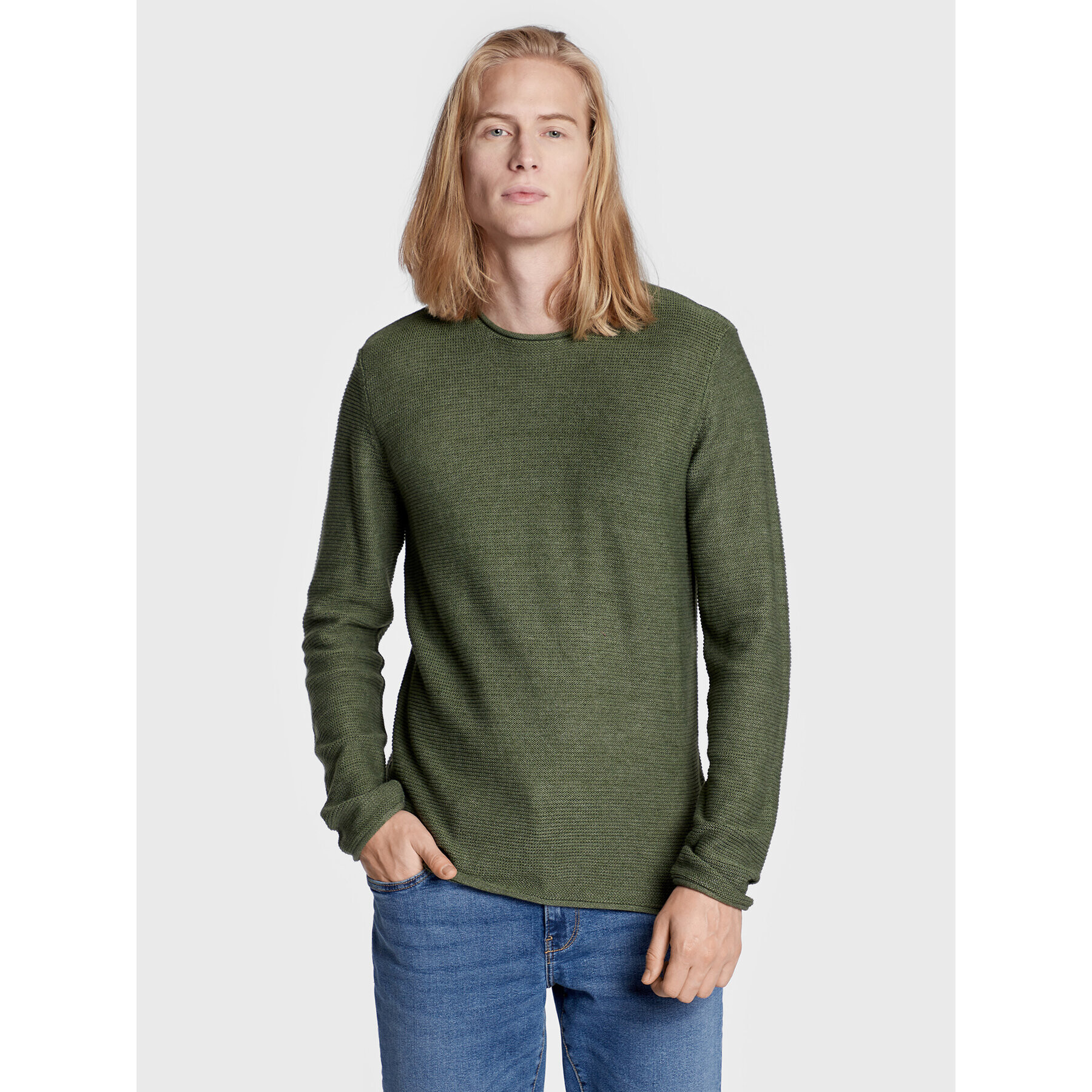 Solid Sweater 21104152 Zöld Regular Fit - Pepit.hu