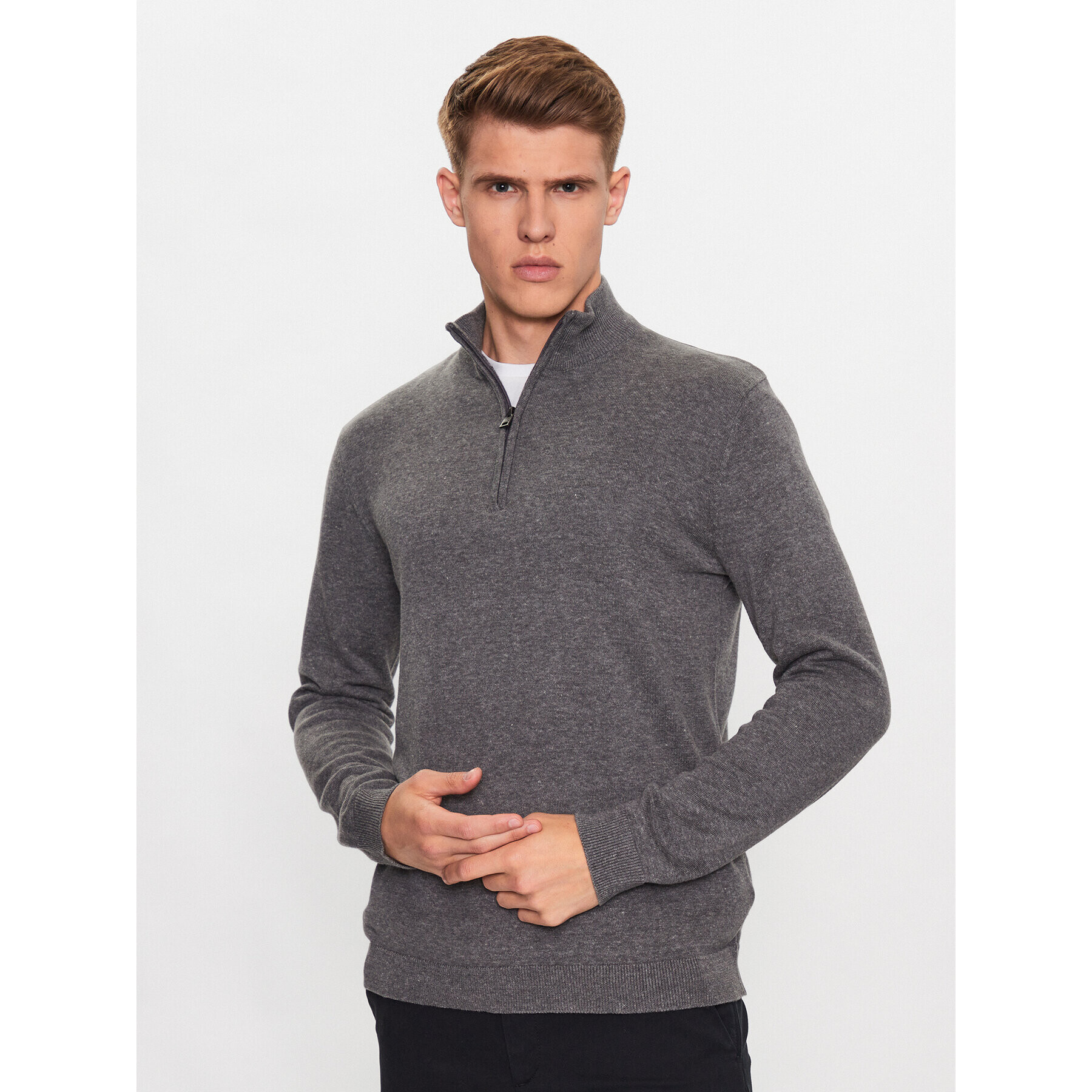 Solid Sweater 21107379 Szürke Regular Fit - Pepit.hu